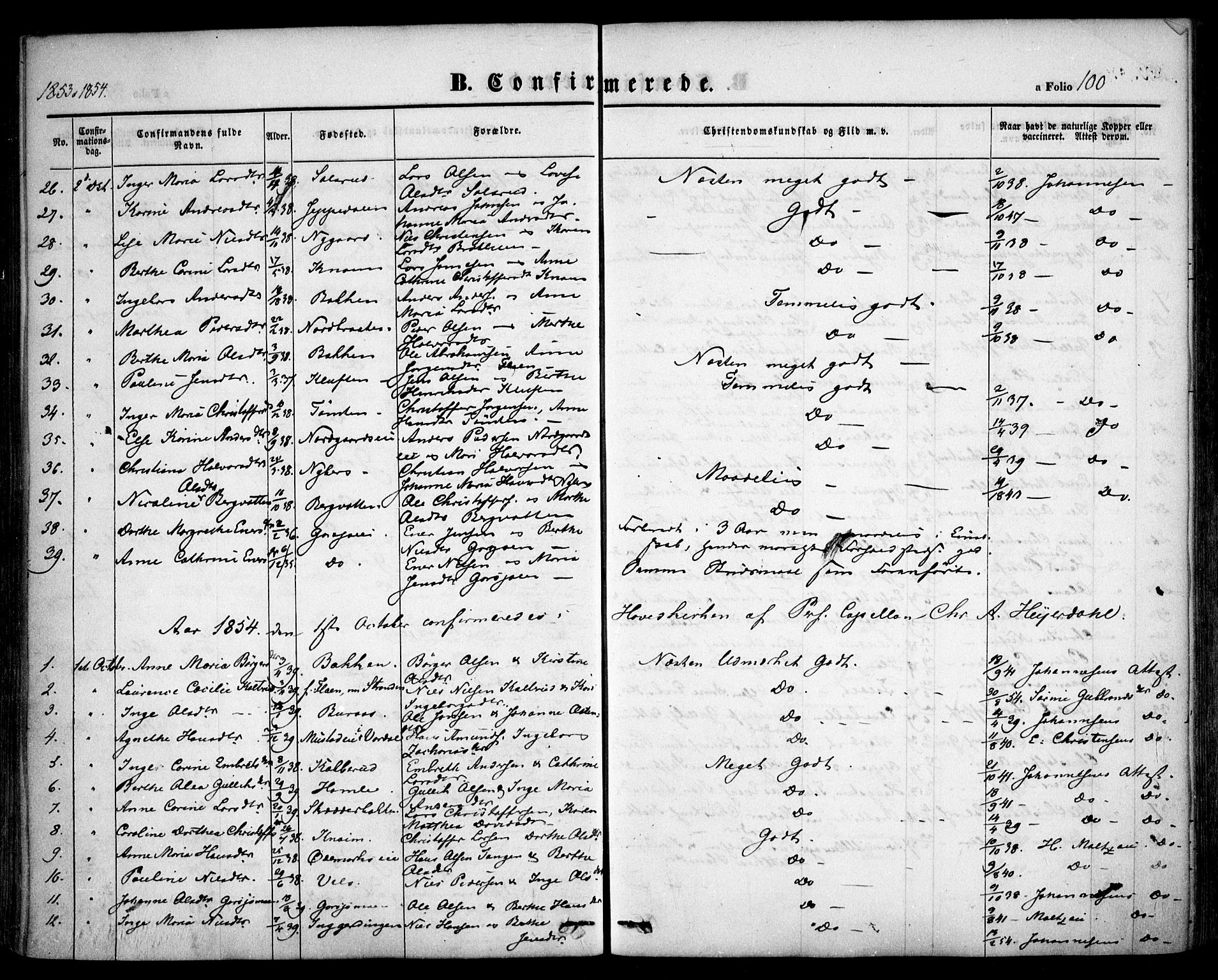 Hurdal prestekontor Kirkebøker, AV/SAO-A-10889/F/Fa/L0005: Parish register (official) no. I 5, 1846-1859, p. 100