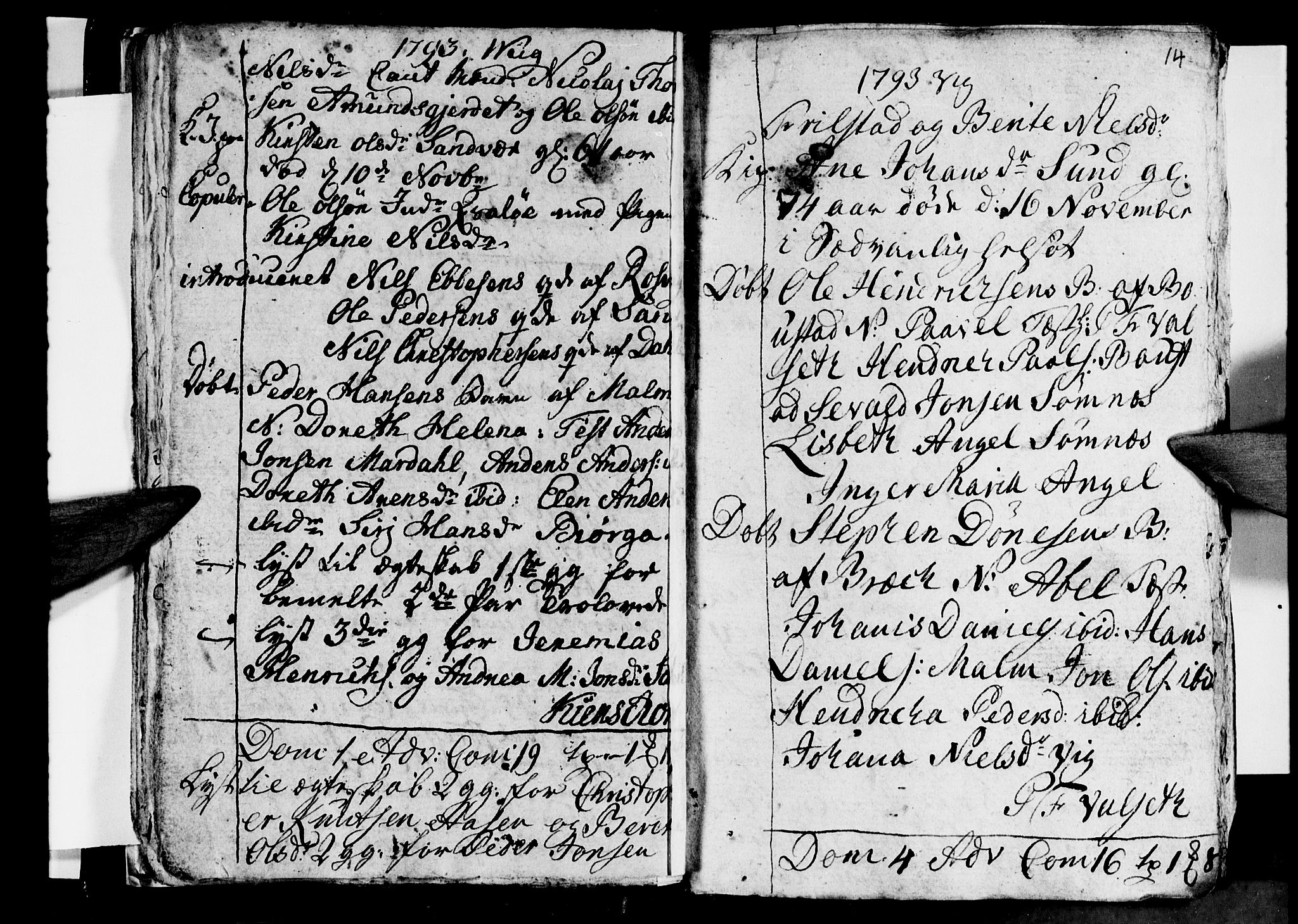 Ministerialprotokoller, klokkerbøker og fødselsregistre - Nordland, AV/SAT-A-1459/812/L0184: Parish register (copy) no. 812C02, 1793-1809, p. 14