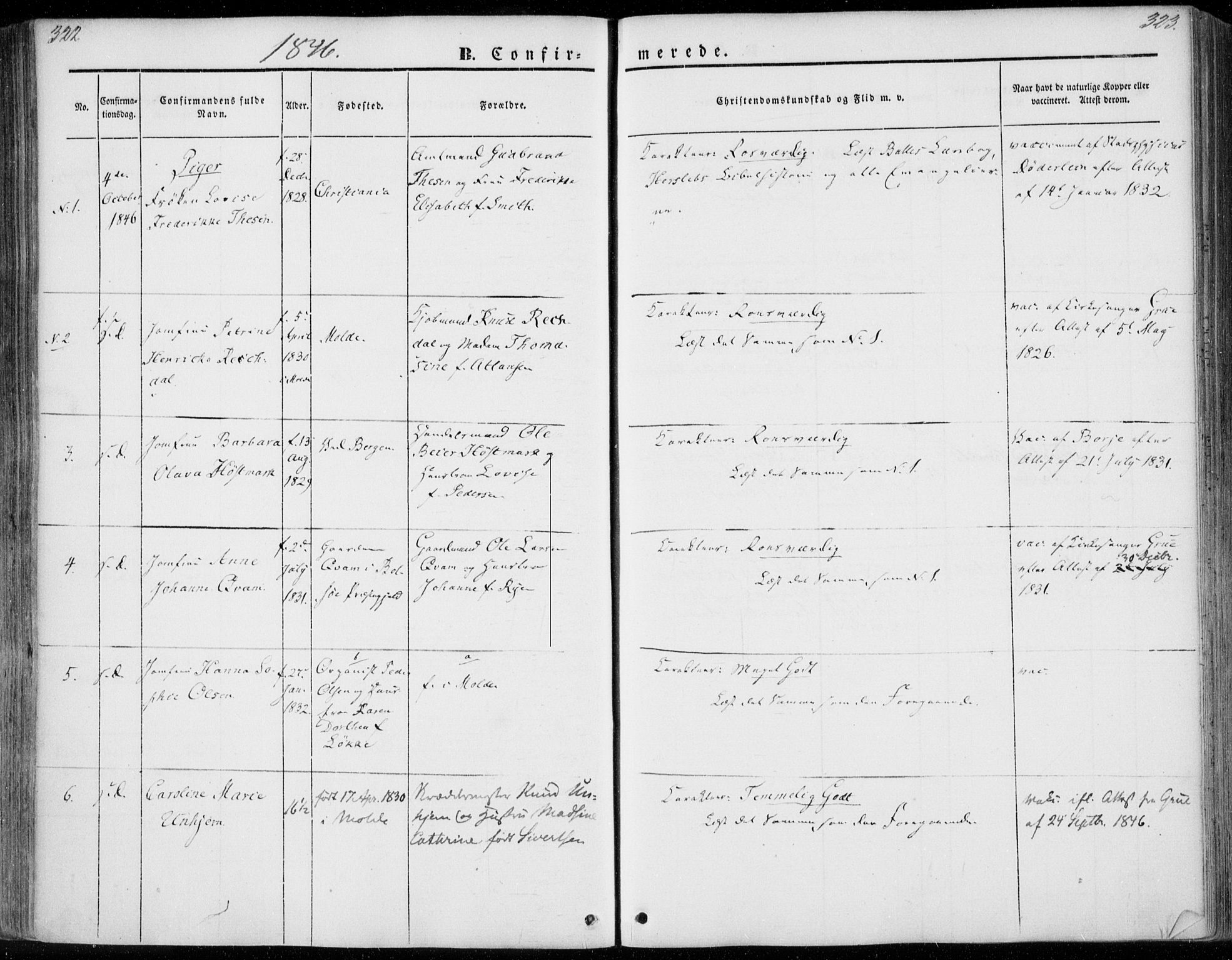 Ministerialprotokoller, klokkerbøker og fødselsregistre - Møre og Romsdal, AV/SAT-A-1454/558/L0689: Parish register (official) no. 558A03, 1843-1872, p. 322-323