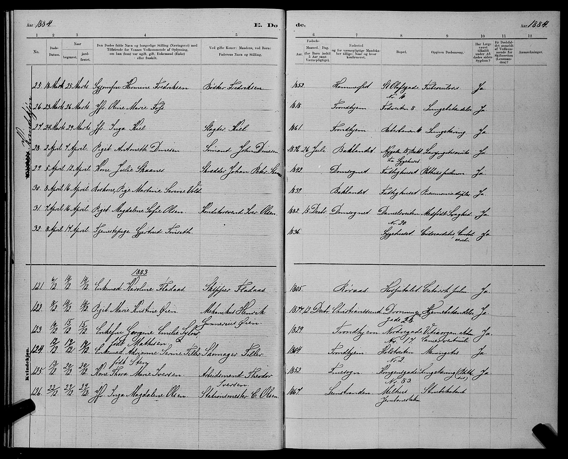Ministerialprotokoller, klokkerbøker og fødselsregistre - Sør-Trøndelag, AV/SAT-A-1456/601/L0093: Parish register (copy) no. 601C11, 1882-1898