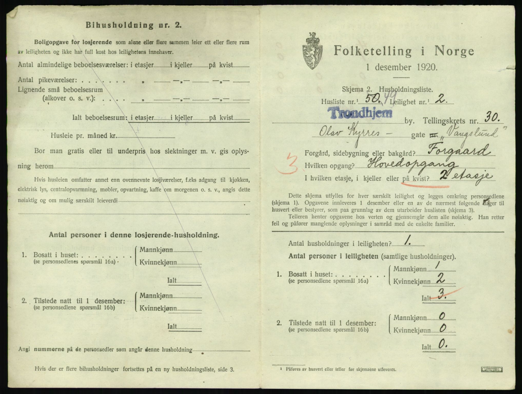 SAT, 1920 census for Trondheim, 1920, p. 17412