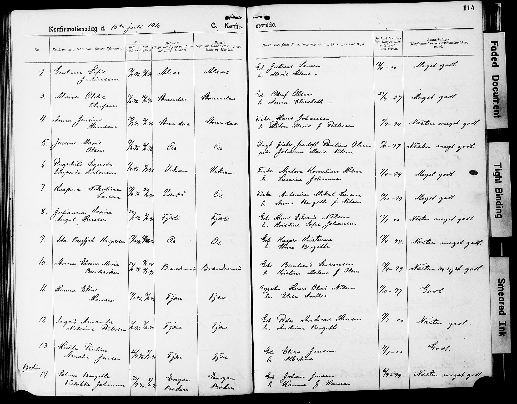 Ministerialprotokoller, klokkerbøker og fødselsregistre - Nordland, SAT/A-1459/803/L0077: Parish register (copy) no. 803C04, 1897-1930, p. 114