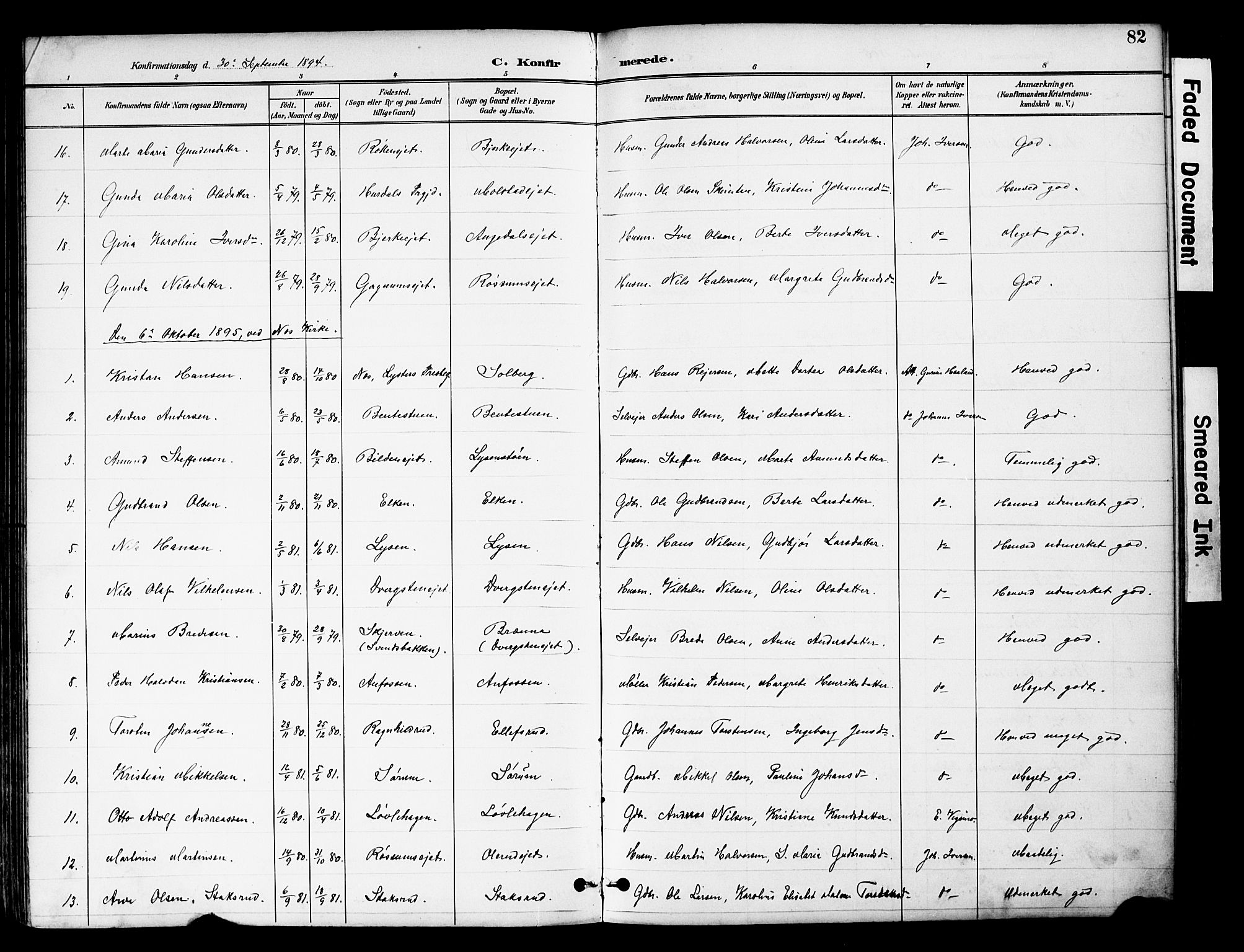 Brandbu prestekontor, SAH/PREST-114/H/Ha/Hab/L0006: Parish register (copy) no. 6, 1893-1902, p. 82