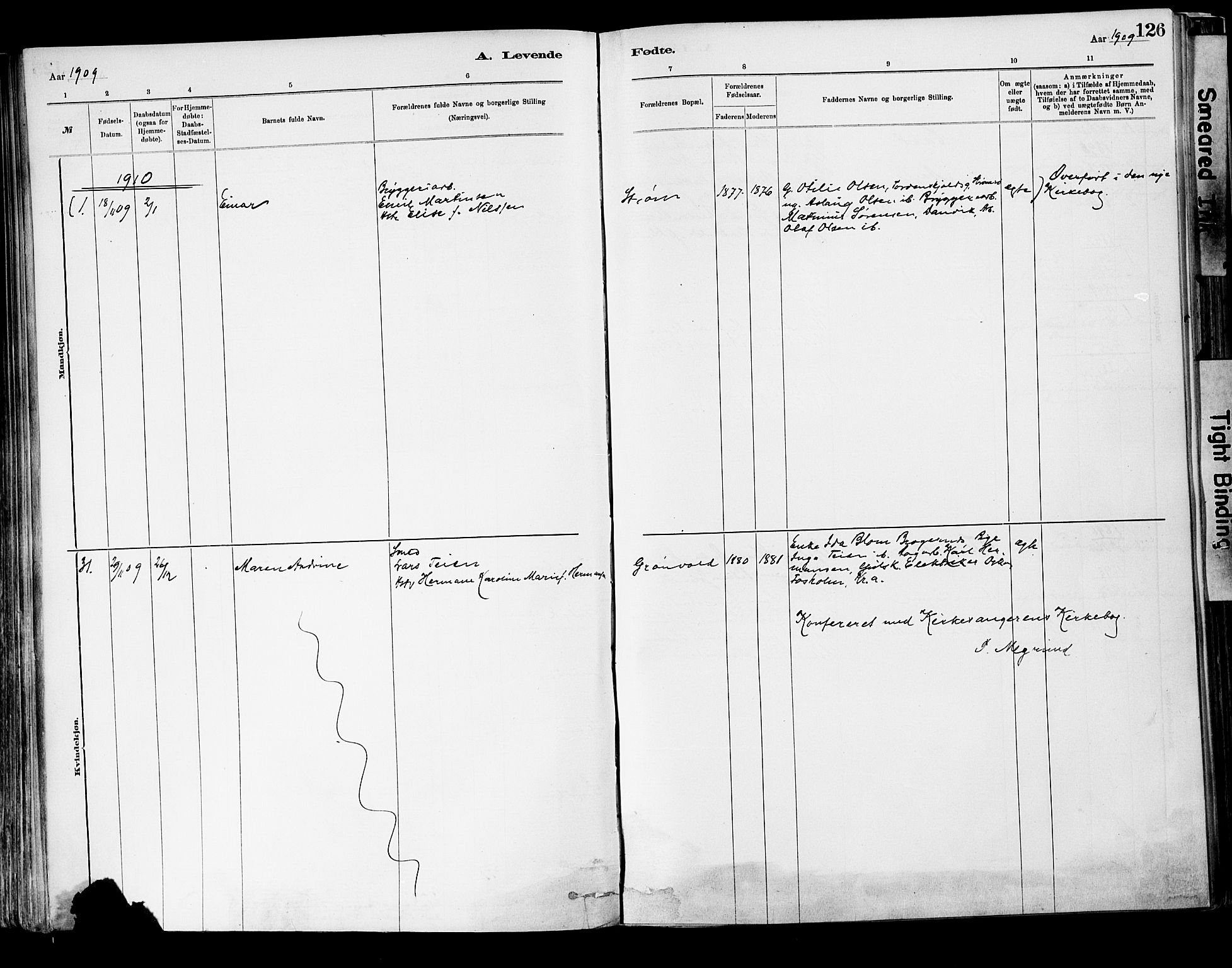 Strømsgodset kirkebøker, AV/SAKO-A-324/F/Fa/L0001: Parish register (official) no. 1, 1885-1909, p. 126