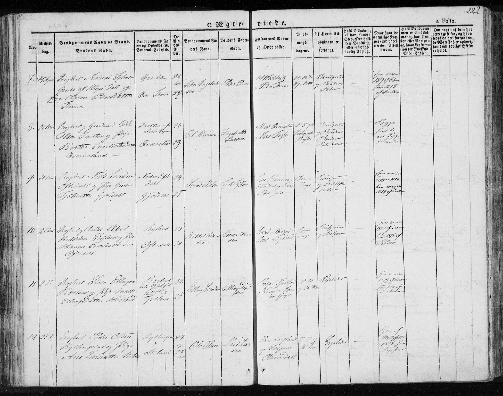 Lye sokneprestkontor, AV/SAST-A-101794/001/30BA/L0004: Parish register (official) no. A 4, 1826-1841, p. 222