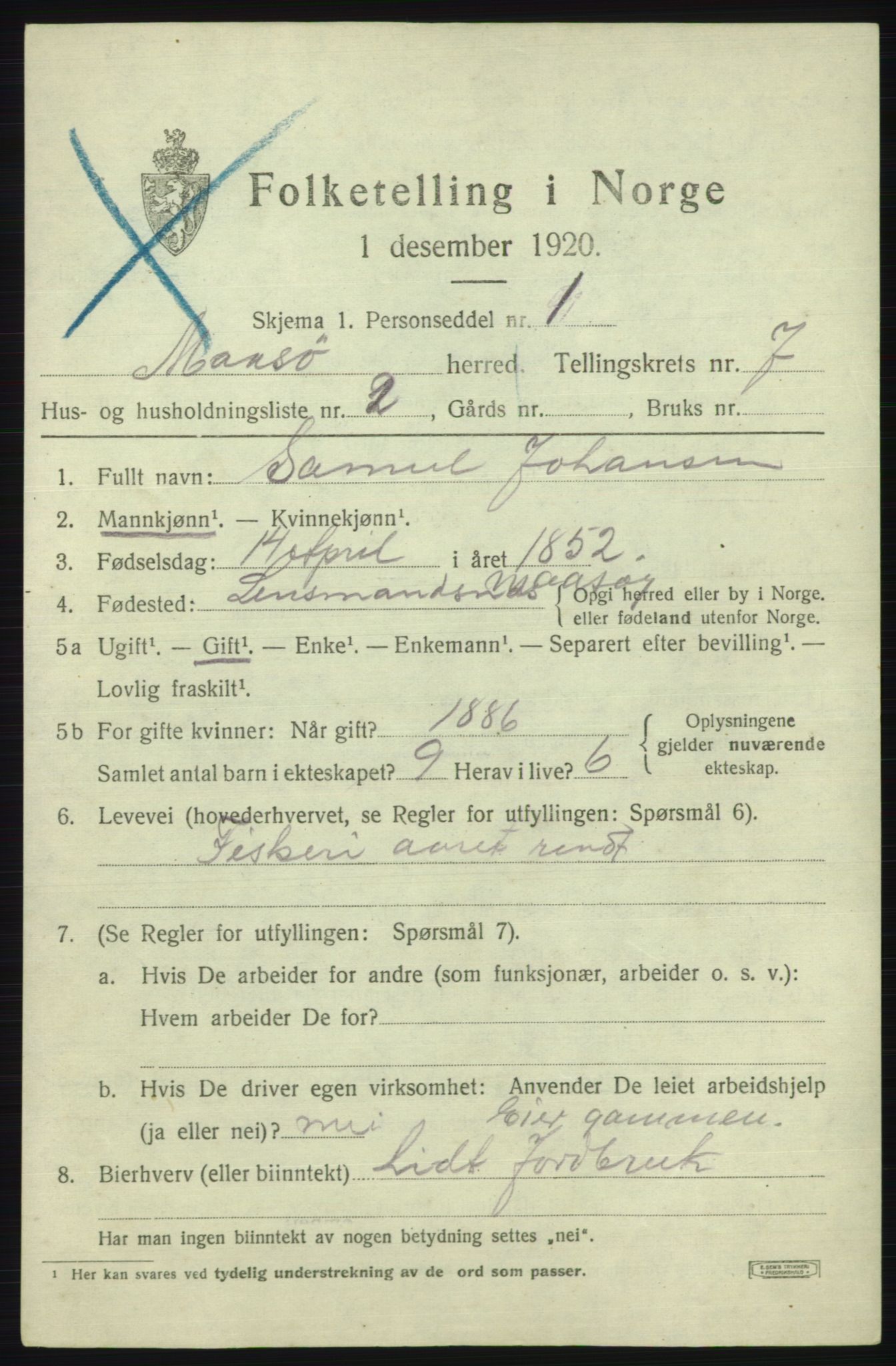 SATØ, 1920 census for Måsøy, 1920, p. 3338