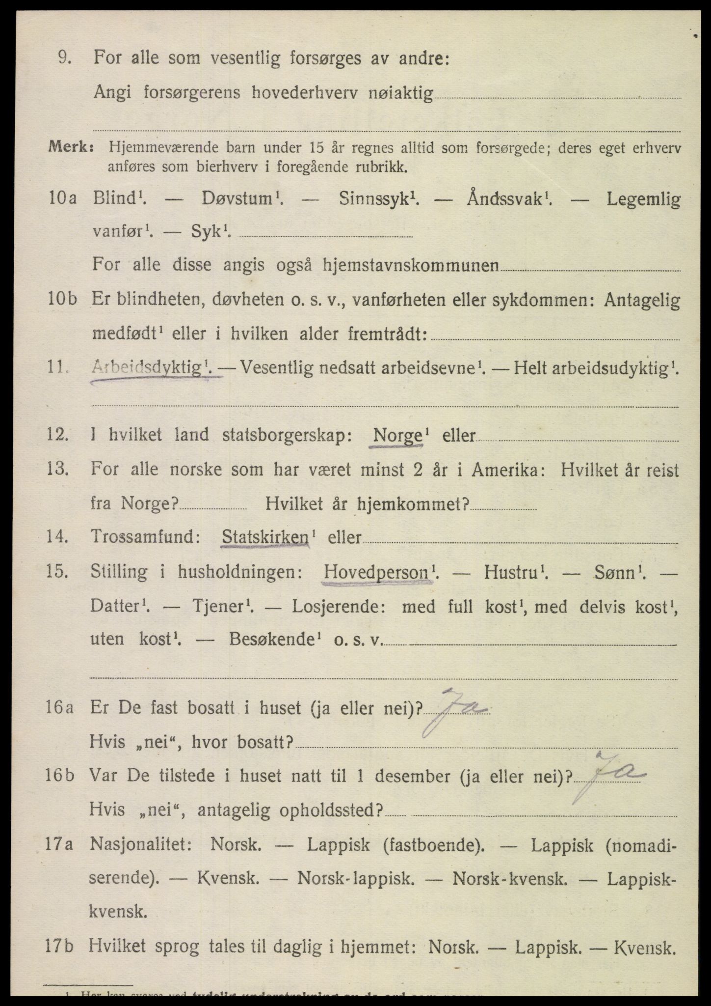 SAT, 1920 census for Frosta, 1920, p. 5837