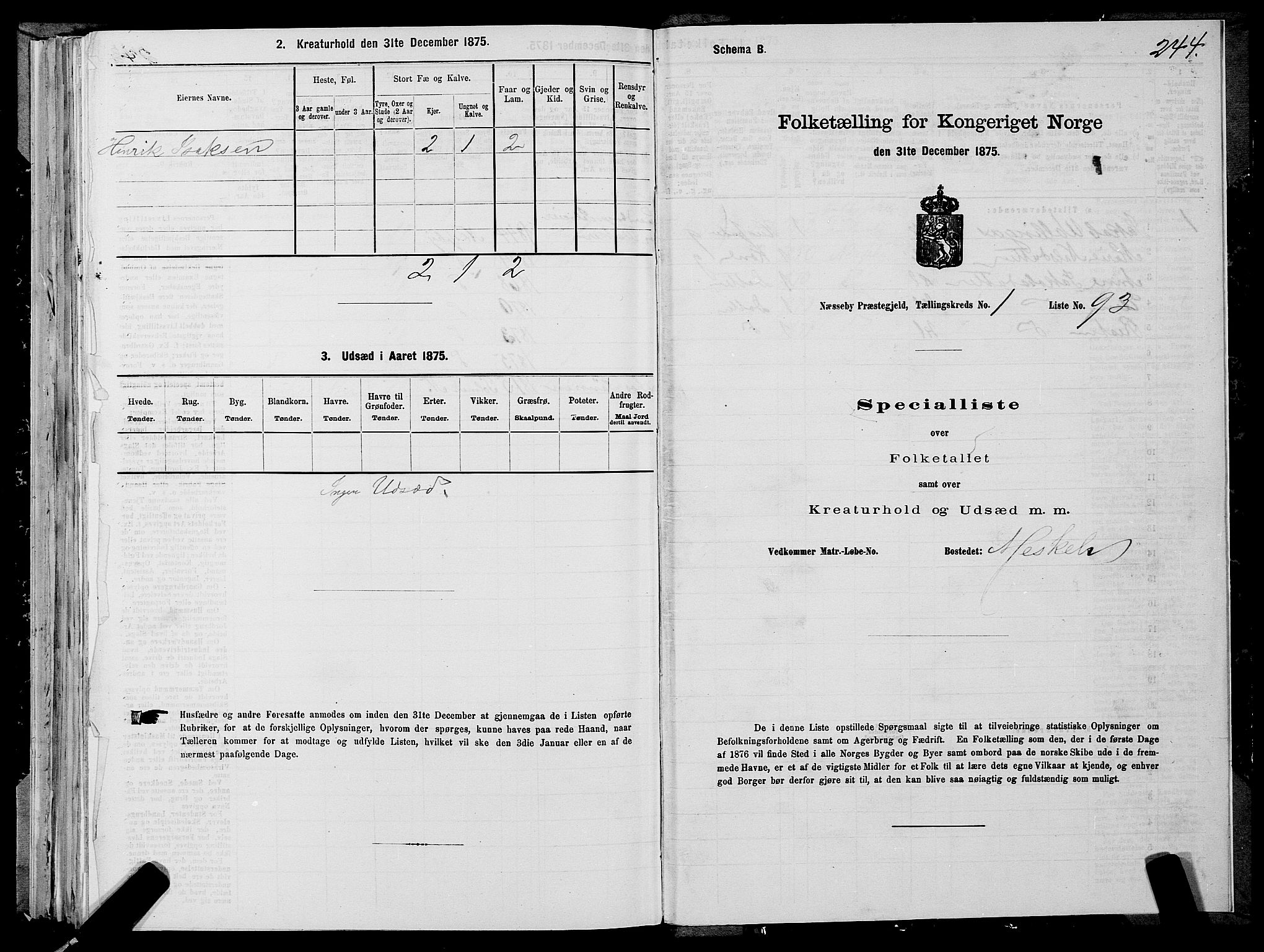 SATØ, 1875 census for 2027P Nesseby, 1875, p. 1244