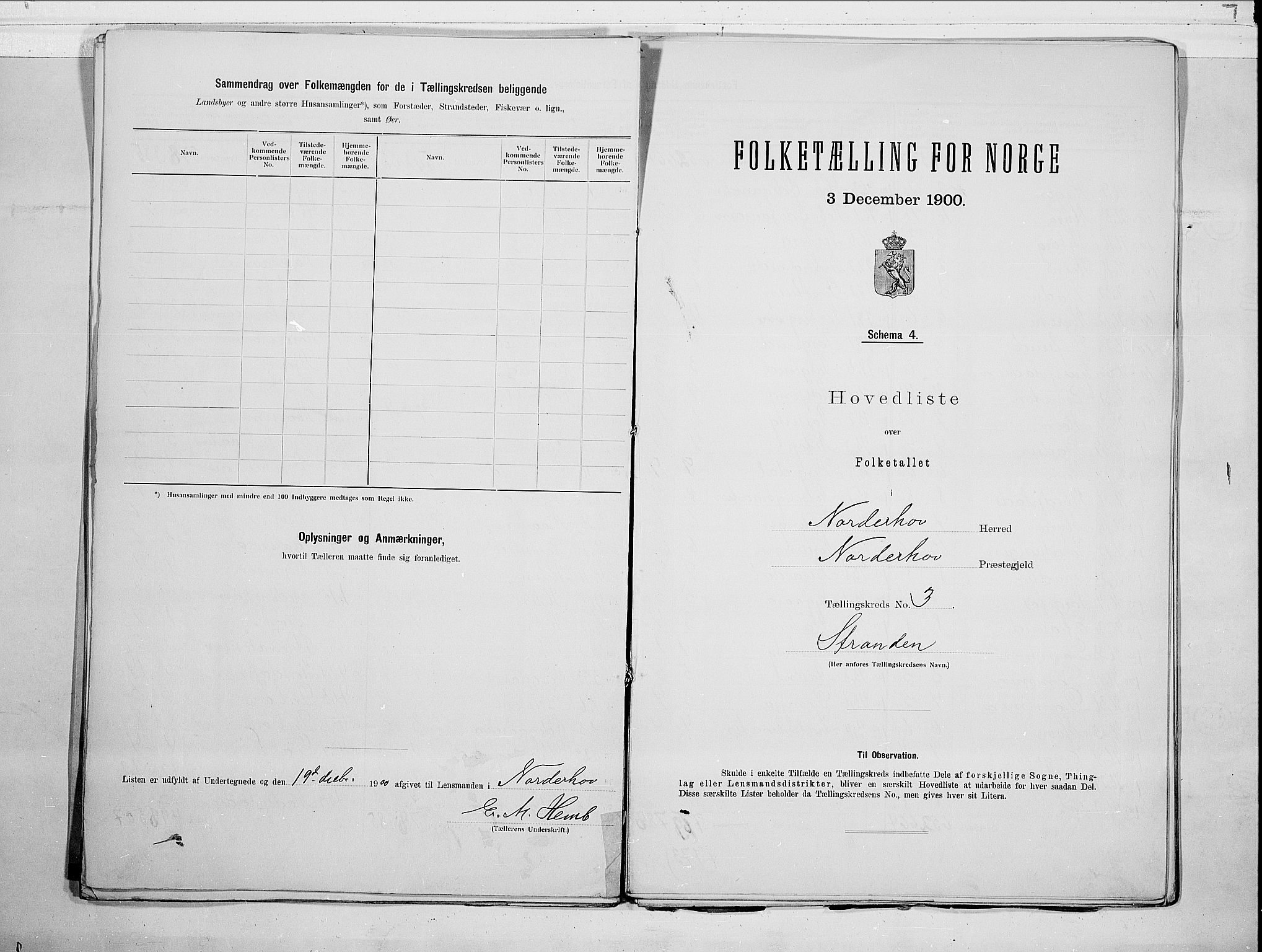 RA, 1900 census for Norderhov, 1900, p. 12