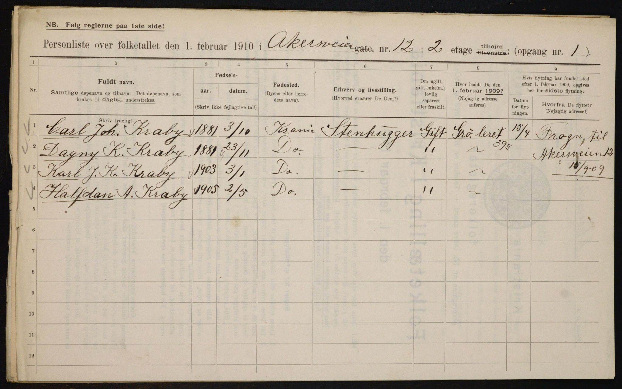 OBA, Municipal Census 1910 for Kristiania, 1910, p. 780