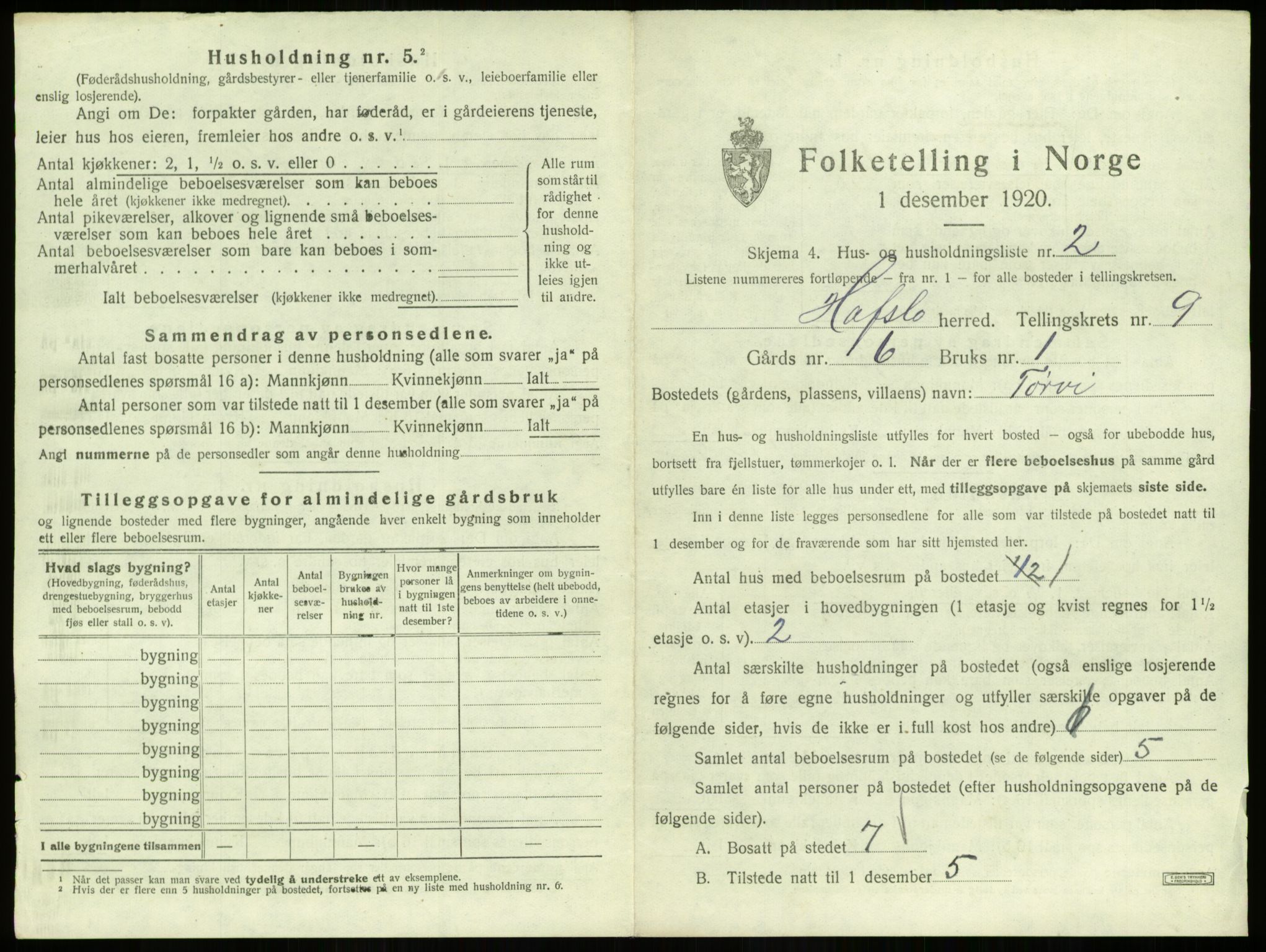 SAB, 1920 census for Hafslo, 1920, p. 1002