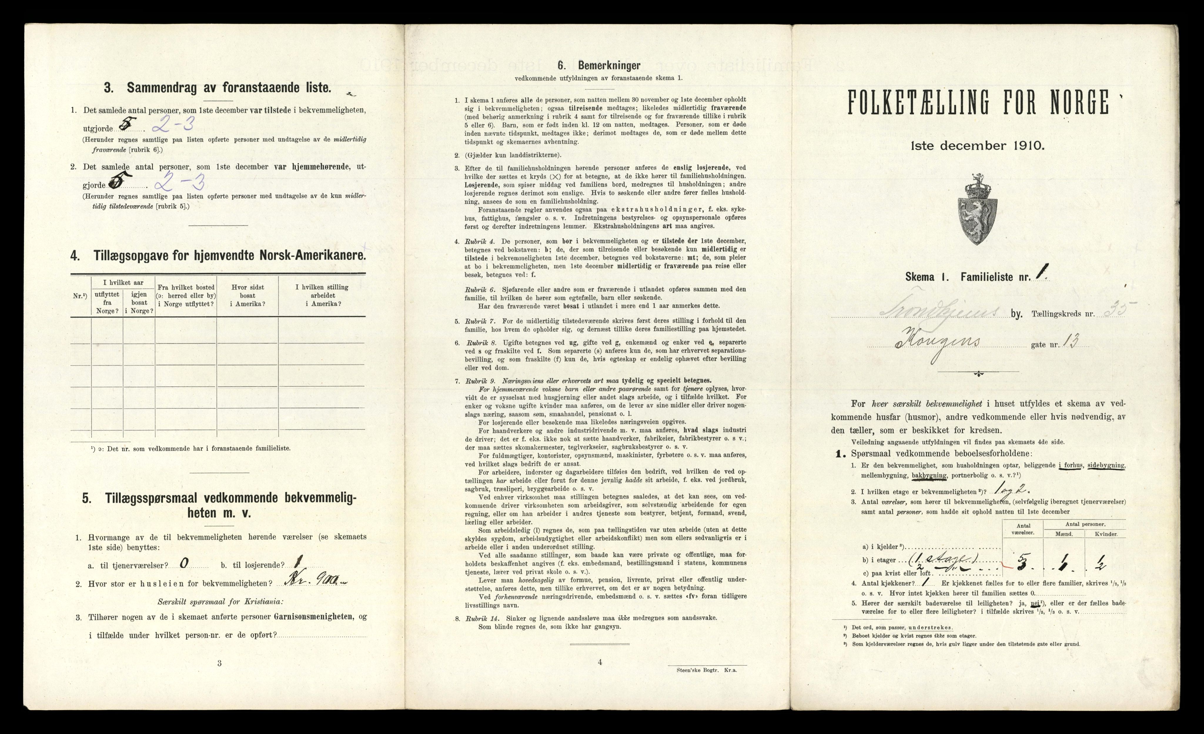 RA, 1910 census for Trondheim, 1910, p. 9545