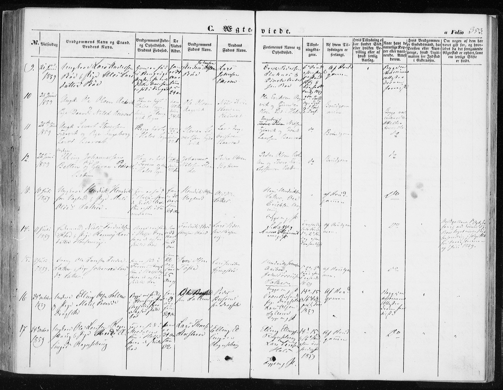 Ministerialprotokoller, klokkerbøker og fødselsregistre - Møre og Romsdal, SAT/A-1454/576/L0883: Parish register (official) no. 576A01, 1849-1865, p. 353