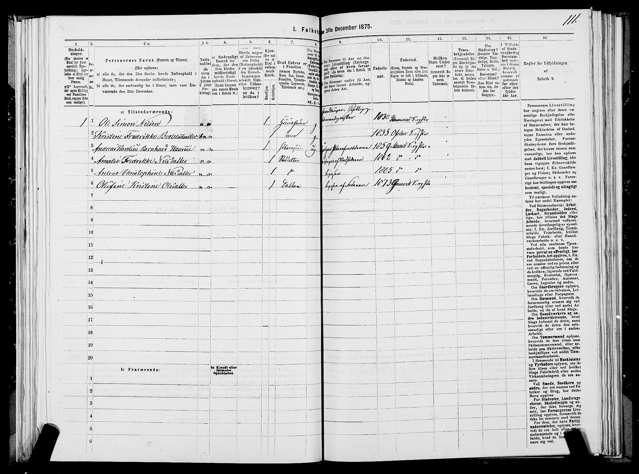 SATØ, 1875 census for 2025P Tana, 1875, p. 3111