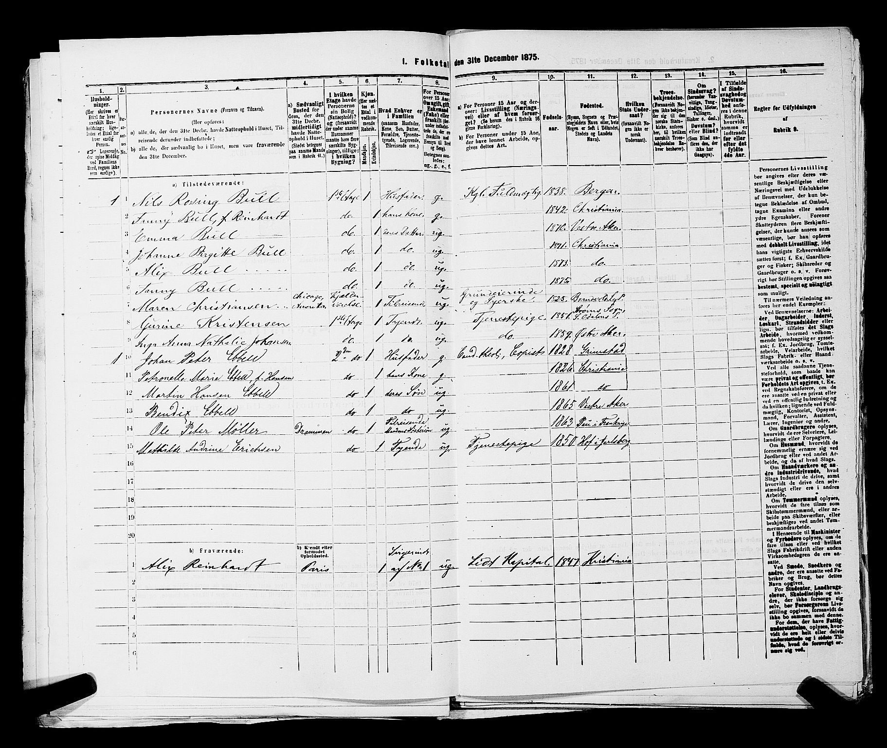 RA, 1875 census for 0301 Kristiania, 1875, p. 3743