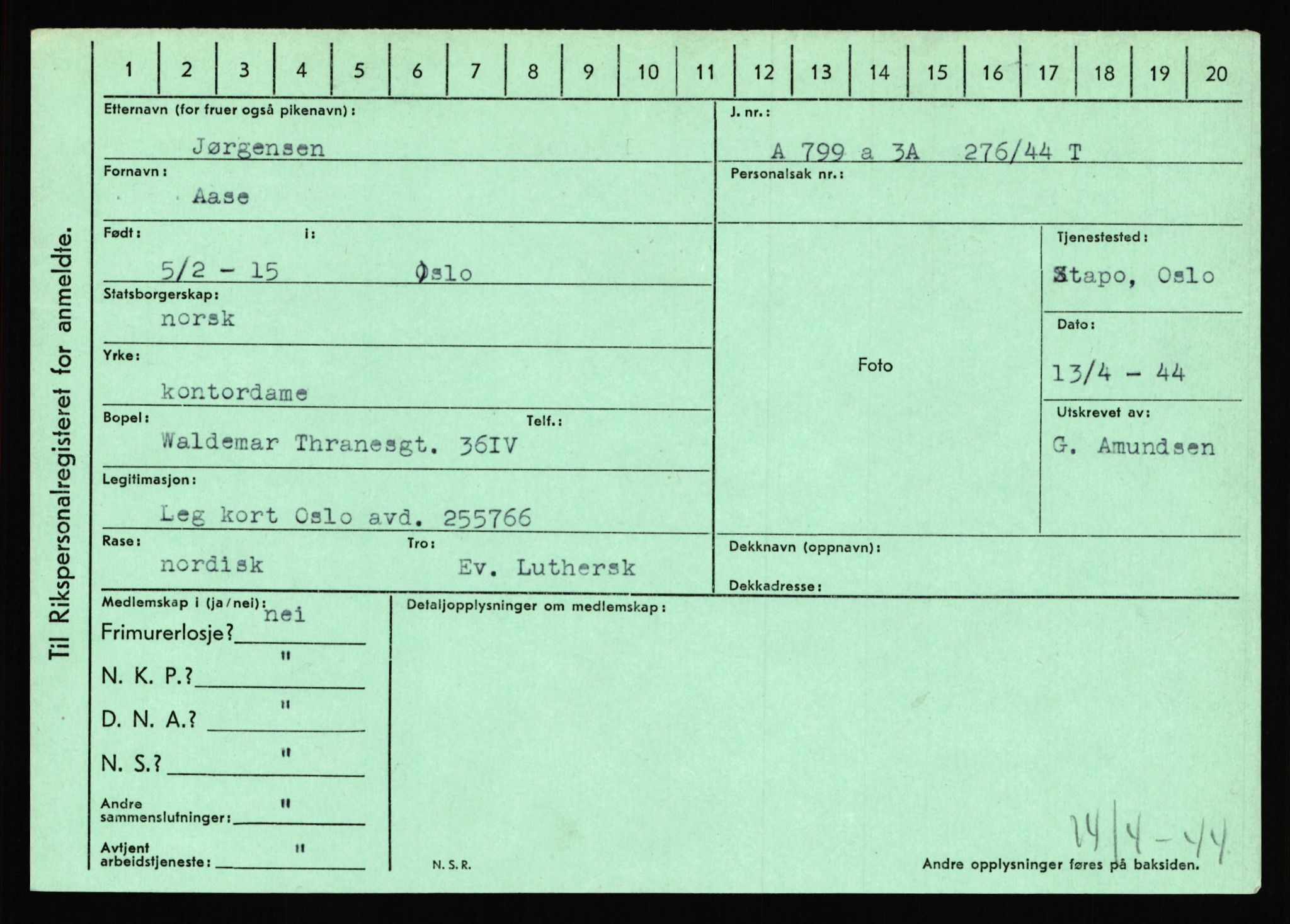 Statspolitiet - Hovedkontoret / Osloavdelingen, AV/RA-S-1329/C/Ca/L0008: Johan(nes)sen - Knoph, 1943-1945, p. 2717