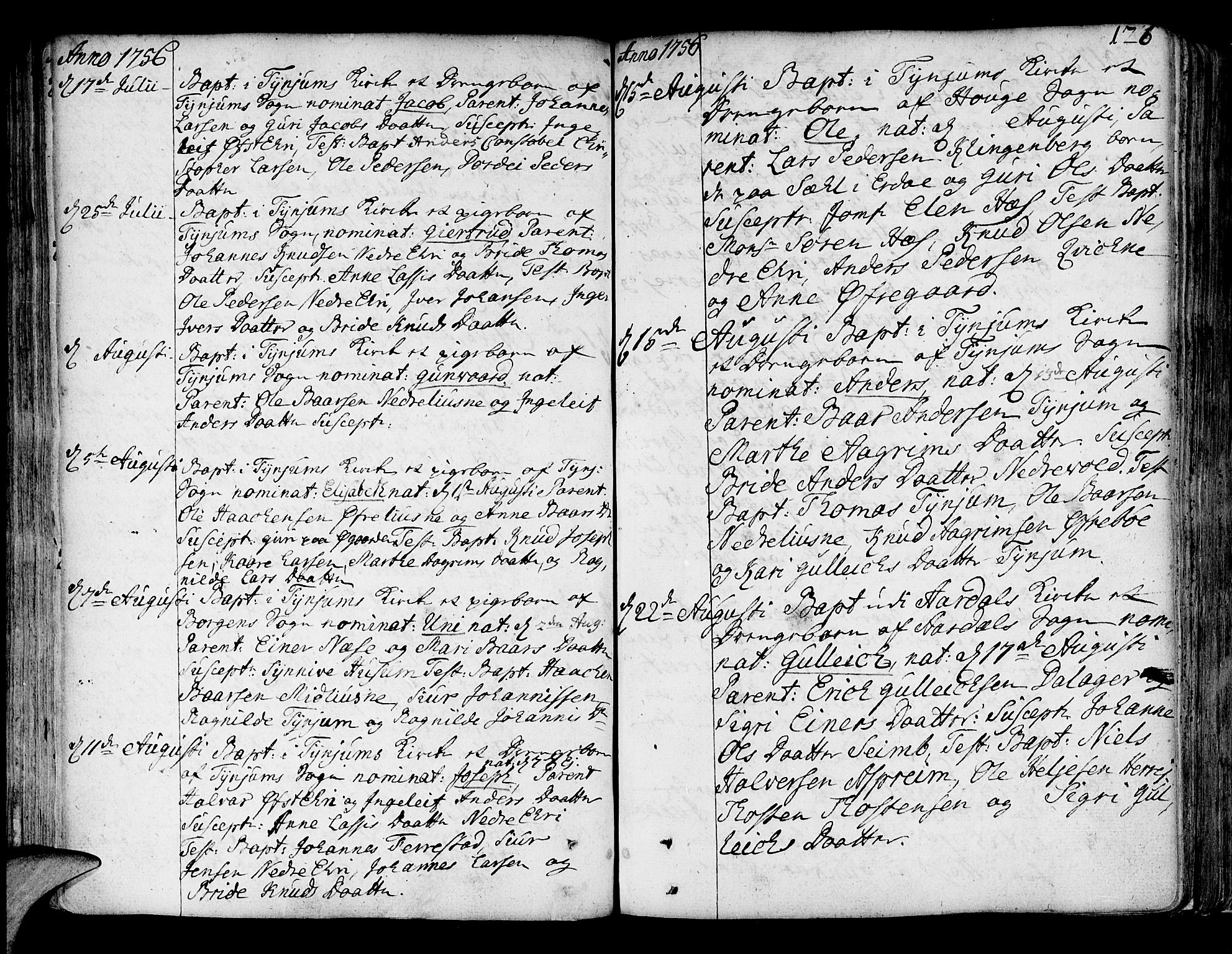 Lærdal sokneprestembete, SAB/A-81201: Parish register (official) no. A 2, 1752-1782, p. 126