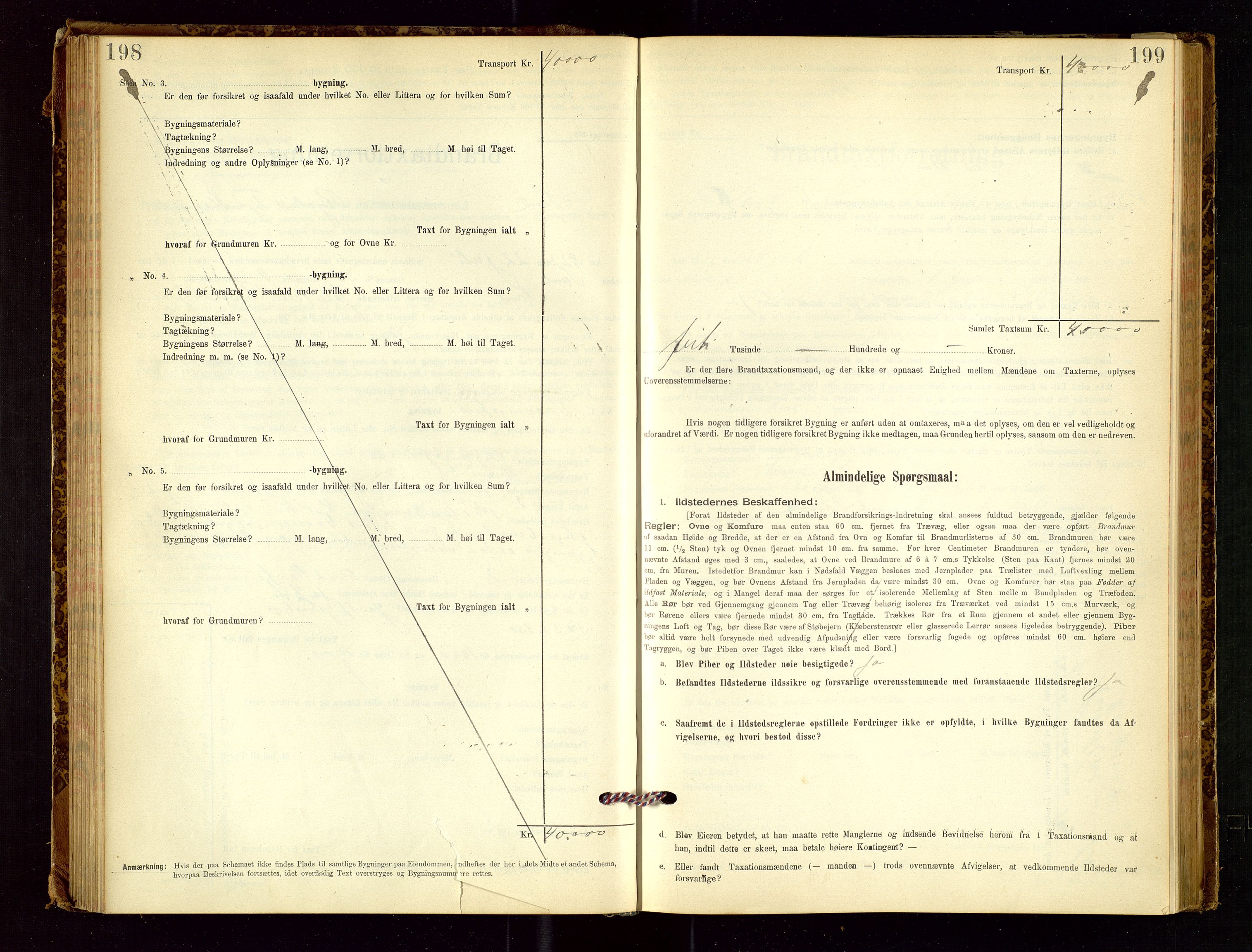 Sand lensmannskontor, AV/SAST-A-100415/Goc/L0001: "Brandtaxationsprotokol", 1895-1935, p. 198-199