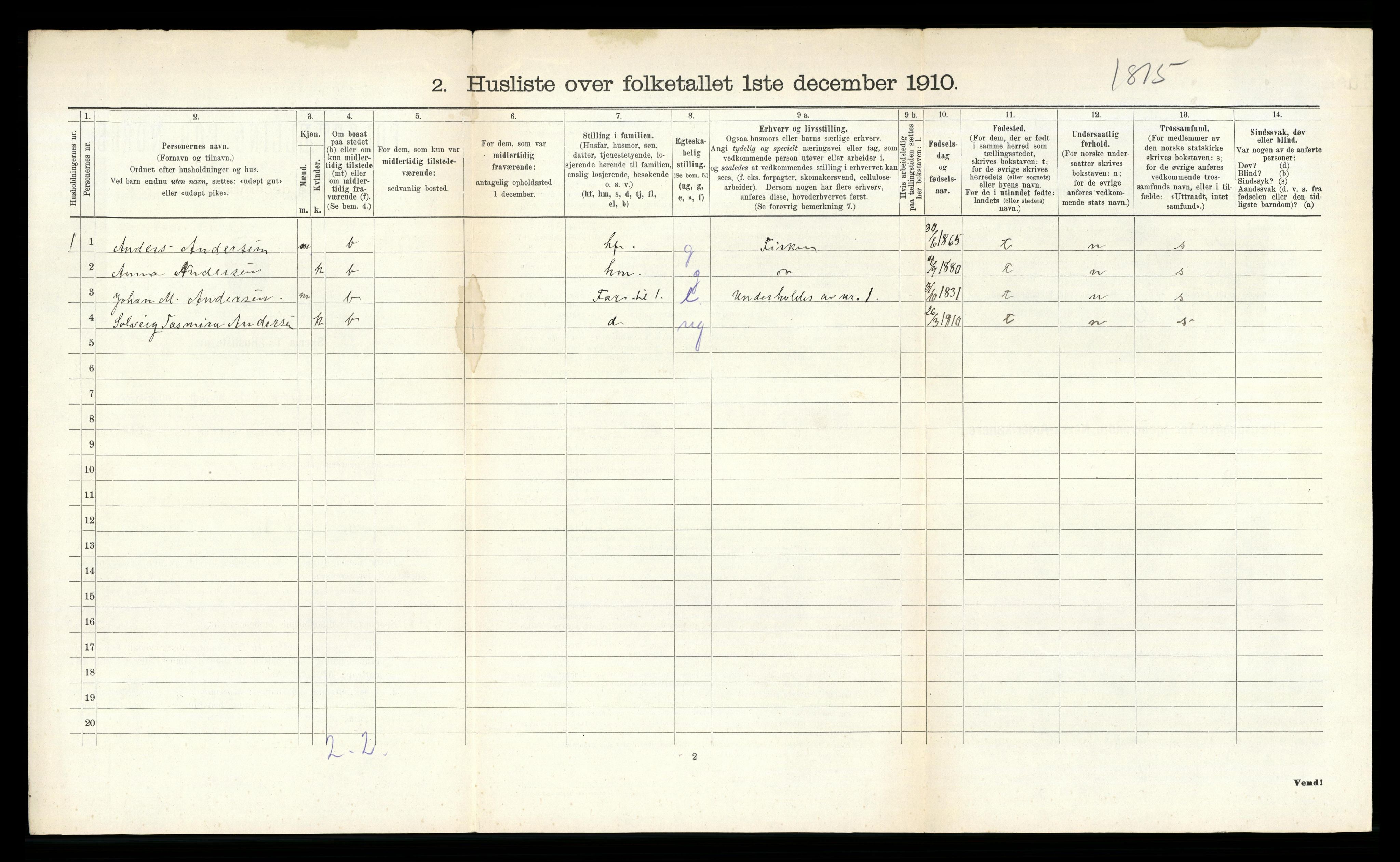 RA, 1910 census for Øyestad, 1910, p. 685