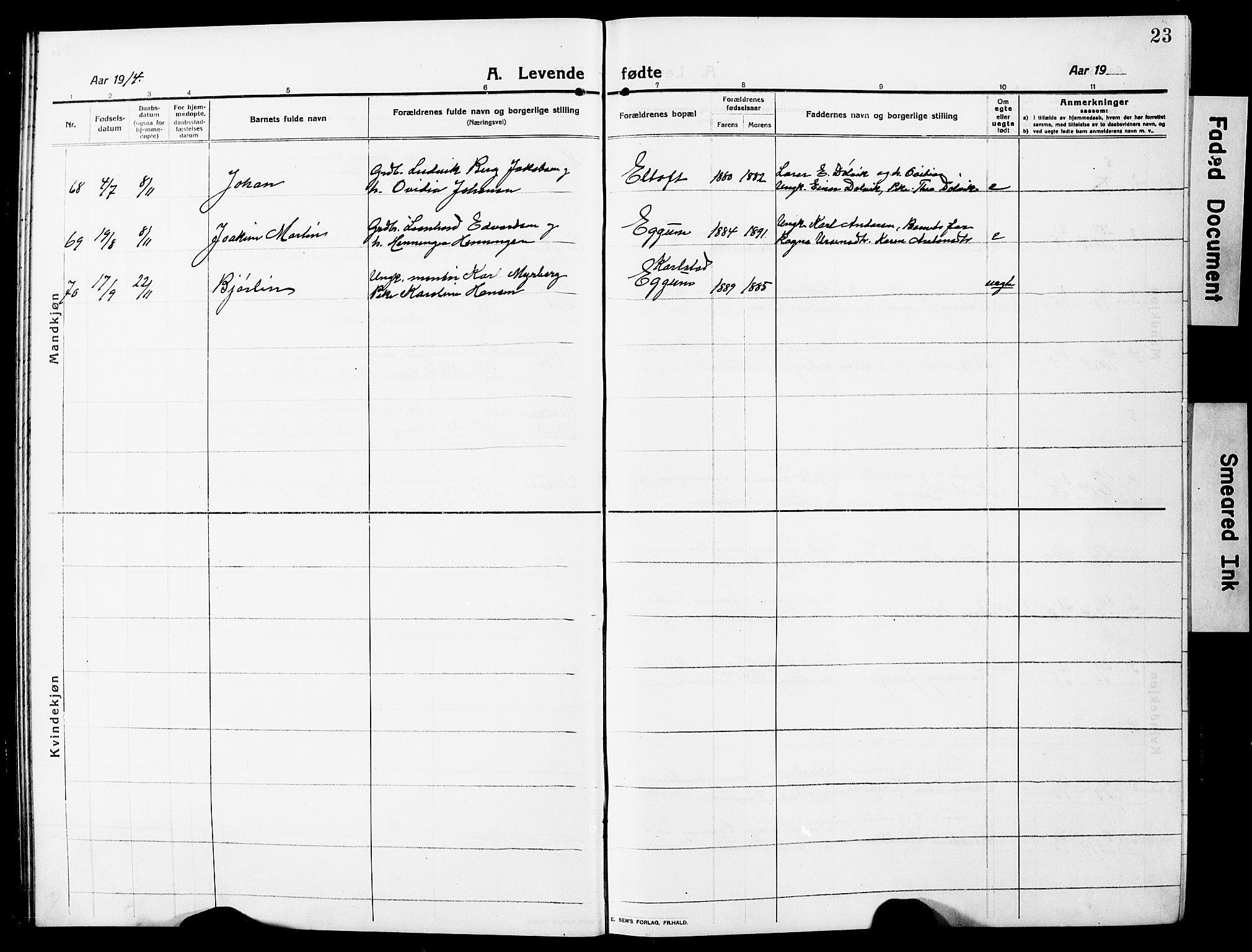 Ministerialprotokoller, klokkerbøker og fødselsregistre - Nordland, SAT/A-1459/880/L1142: Parish register (copy) no. 880C04, 1913-1930, p. 23