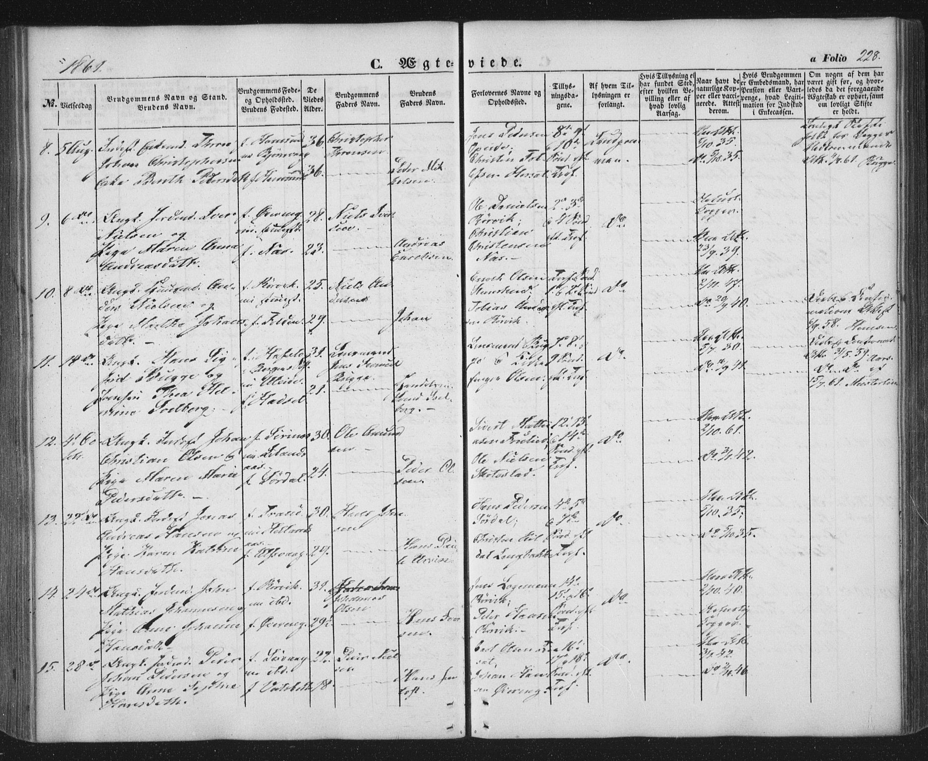 Ministerialprotokoller, klokkerbøker og fødselsregistre - Nordland, SAT/A-1459/859/L0844: Parish register (official) no. 859A04, 1849-1862, p. 228