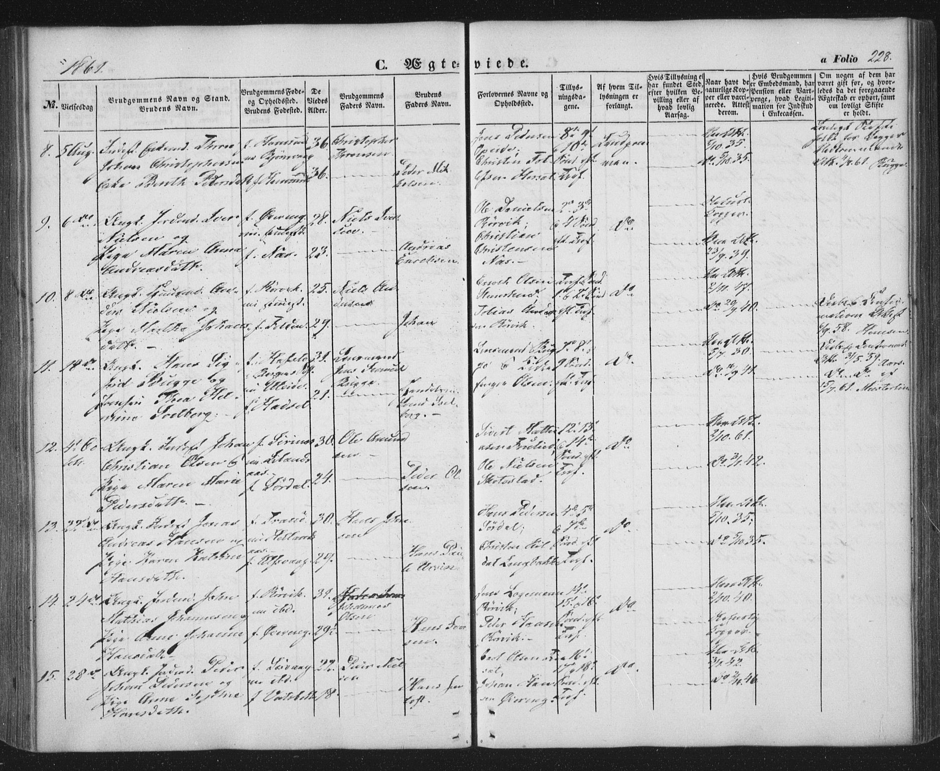 Ministerialprotokoller, klokkerbøker og fødselsregistre - Nordland, AV/SAT-A-1459/859/L0844: Parish register (official) no. 859A04, 1849-1862, p. 228