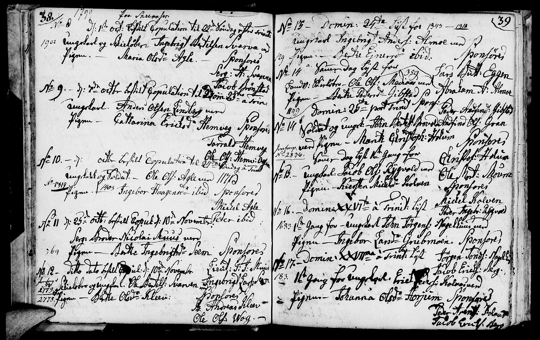 Ministerialprotokoller, klokkerbøker og fødselsregistre - Nord-Trøndelag, SAT/A-1458/749/L0468: Parish register (official) no. 749A02, 1787-1817, p. 38-39