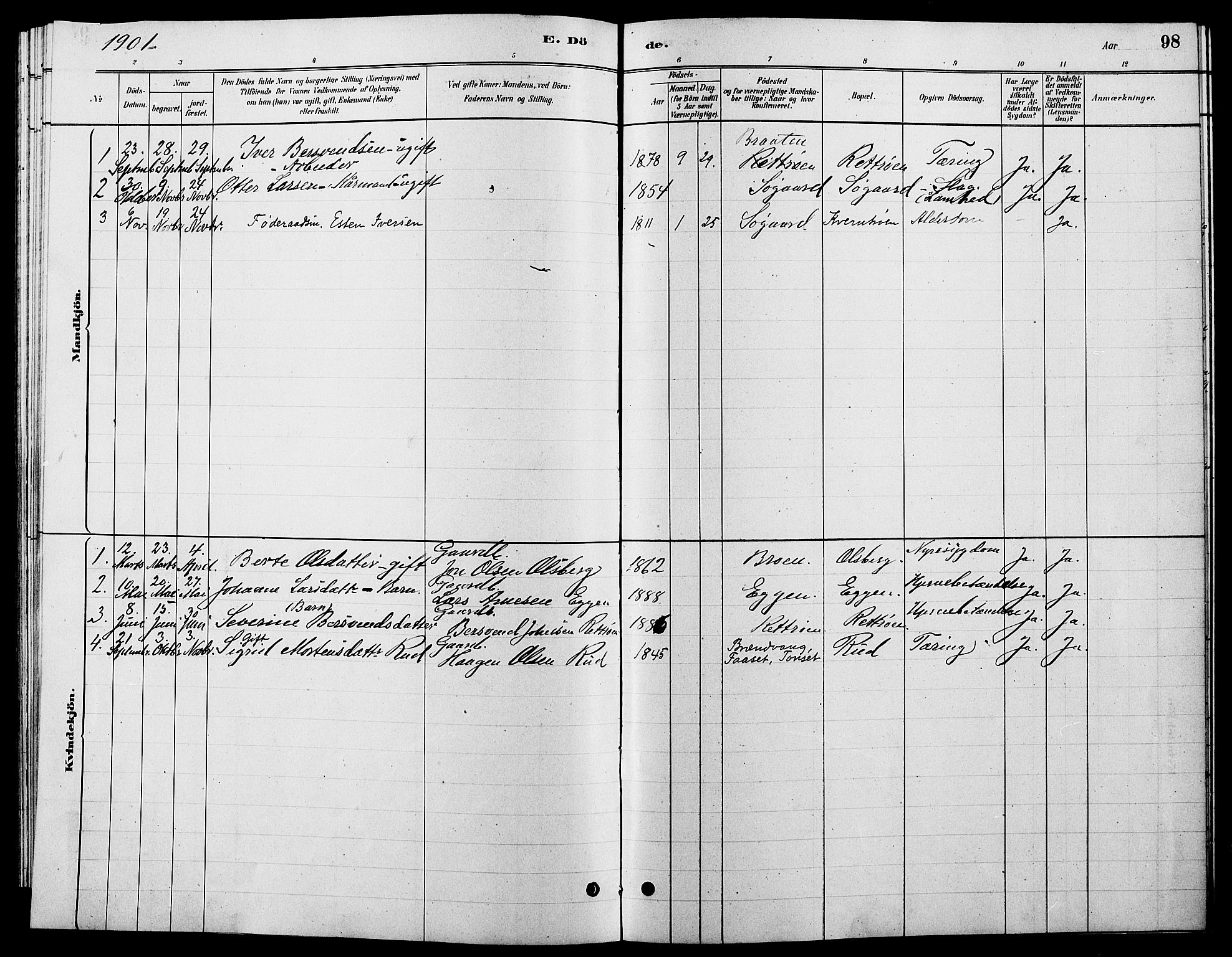 Tynset prestekontor, SAH/PREST-058/H/Ha/Hab/L0007: Parish register (copy) no. 7, 1880-1901, p. 98
