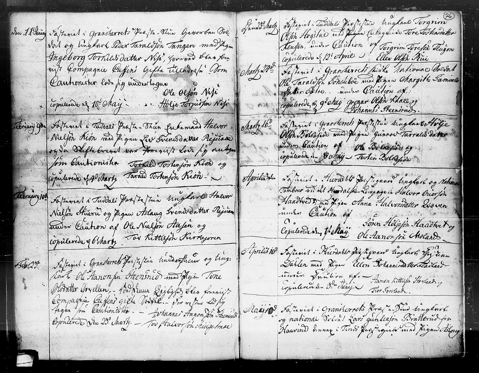 Hjartdal kirkebøker, SAKO/A-270/F/Fa/L0004: Parish register (official) no. I 4, 1727-1795, p. 76