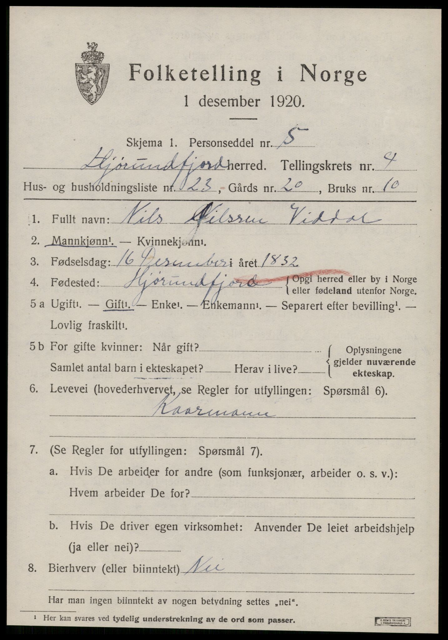 SAT, 1920 census for Hjørundfjord, 1920, p. 1783