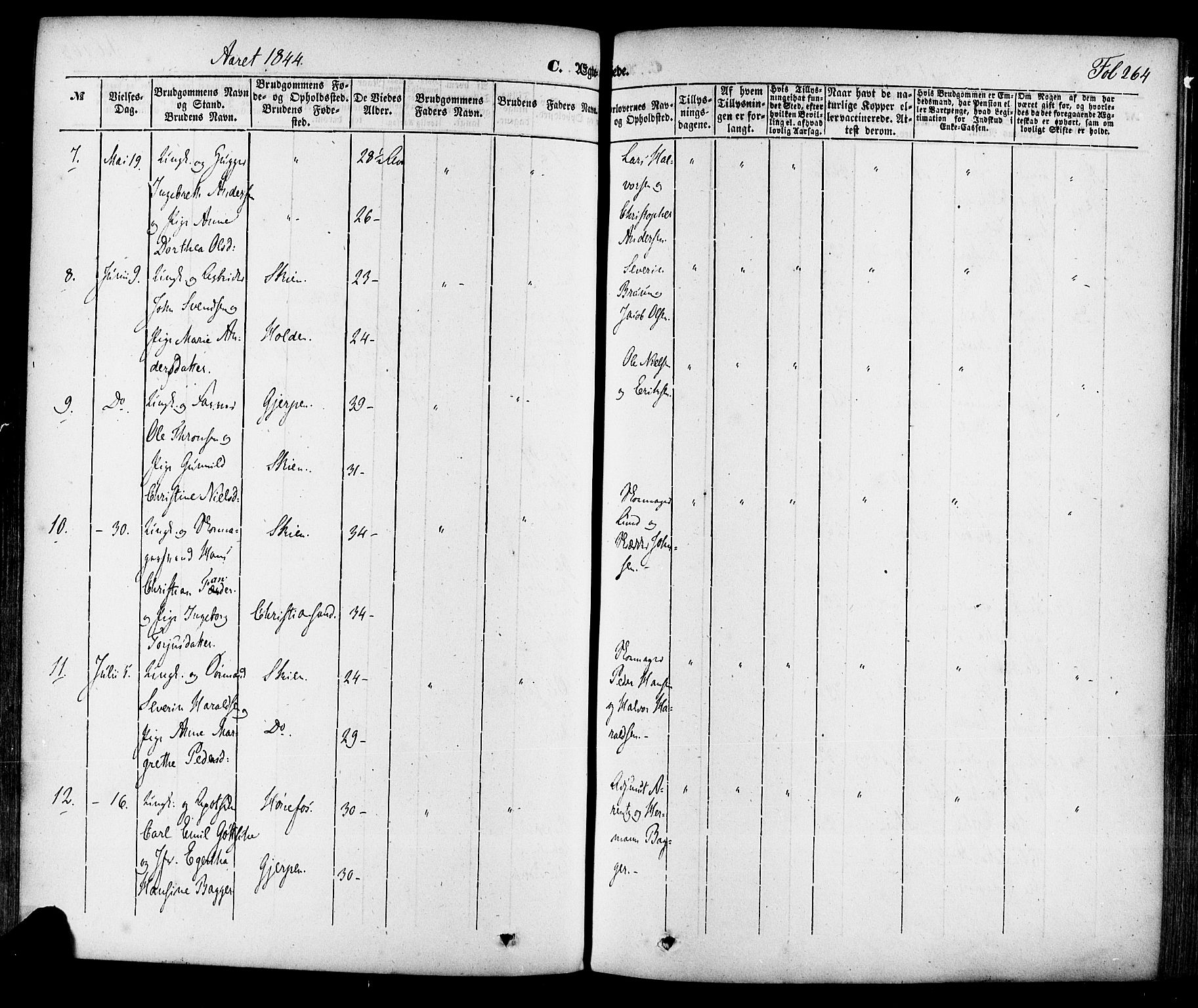 Skien kirkebøker, SAKO/A-302/F/Fa/L0006a: Parish register (official) no. 6A, 1843-1856, p. 264