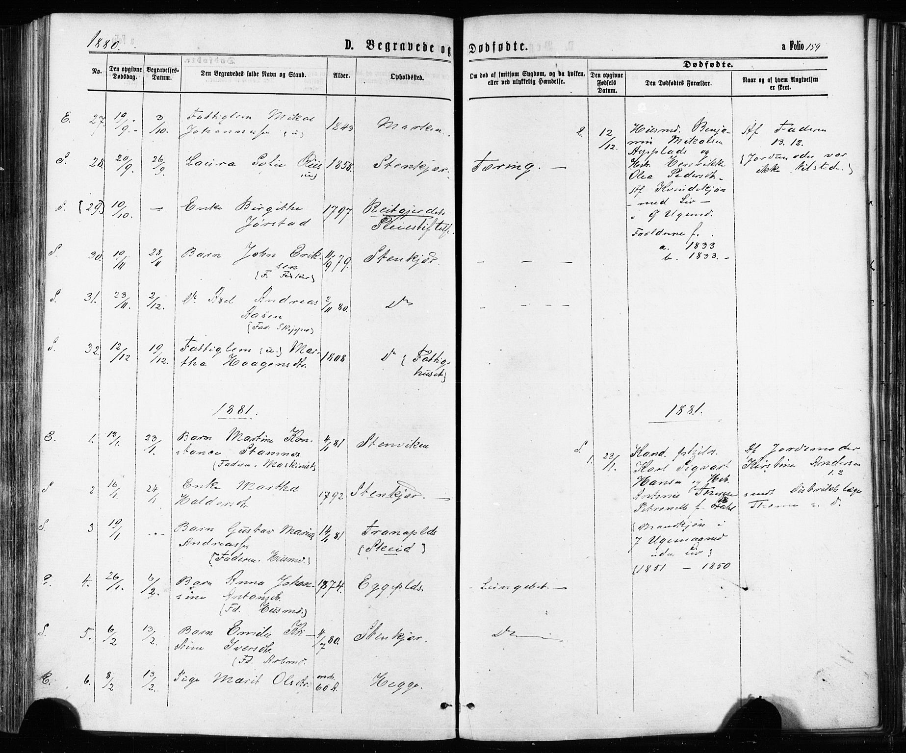 Ministerialprotokoller, klokkerbøker og fødselsregistre - Nord-Trøndelag, SAT/A-1458/739/L0370: Parish register (official) no. 739A02, 1868-1881, p. 159
