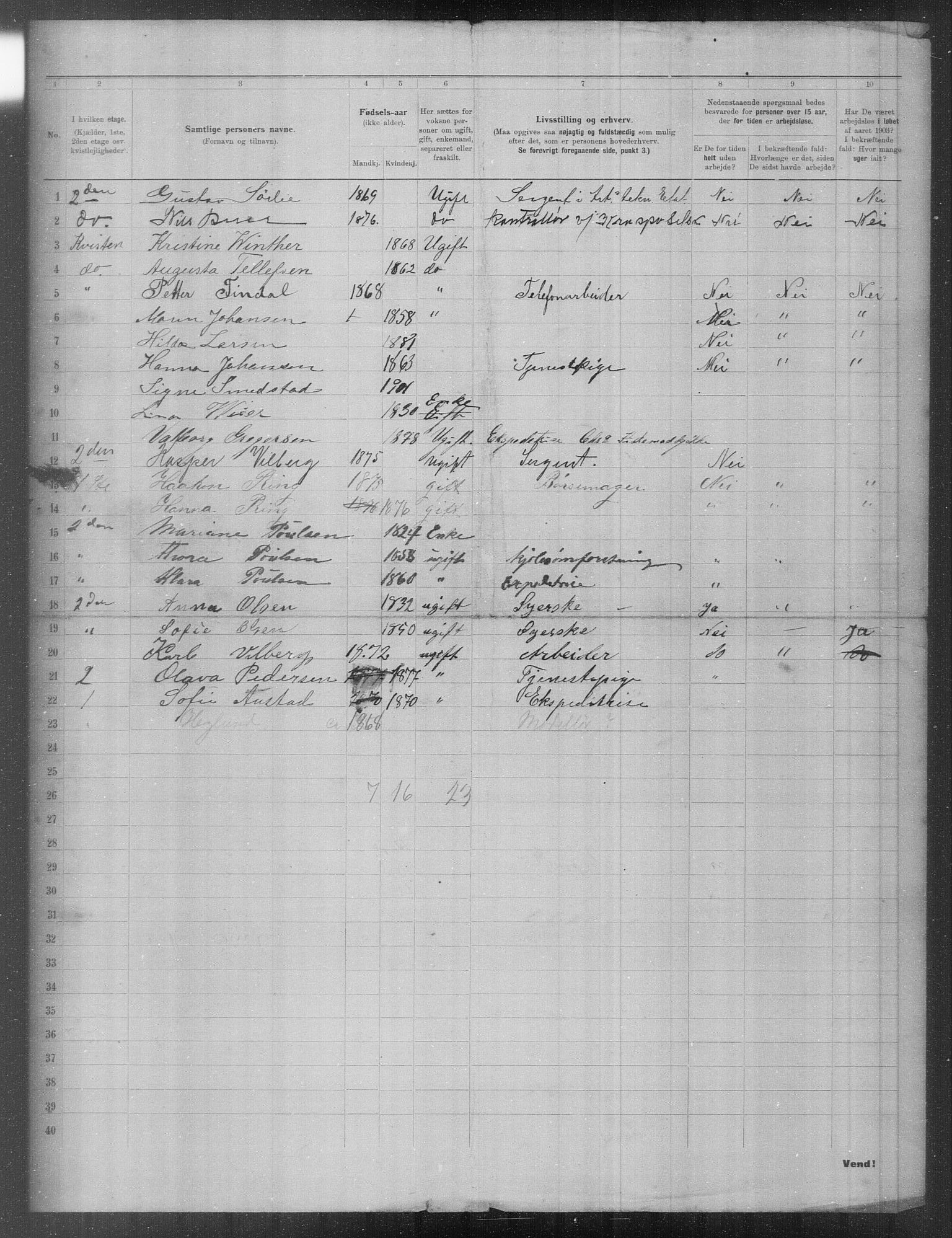 OBA, Municipal Census 1903 for Kristiania, 1903, p. 11394