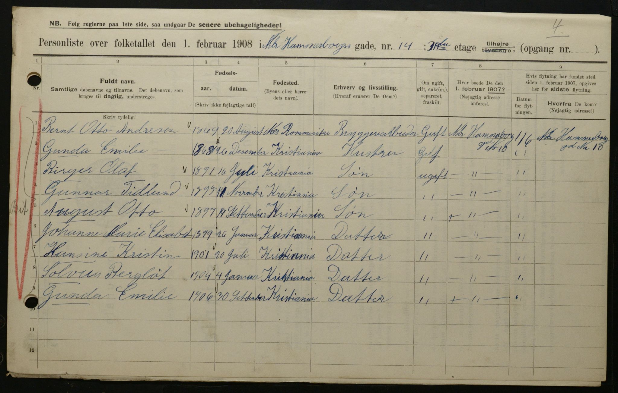 OBA, Municipal Census 1908 for Kristiania, 1908, p. 62228