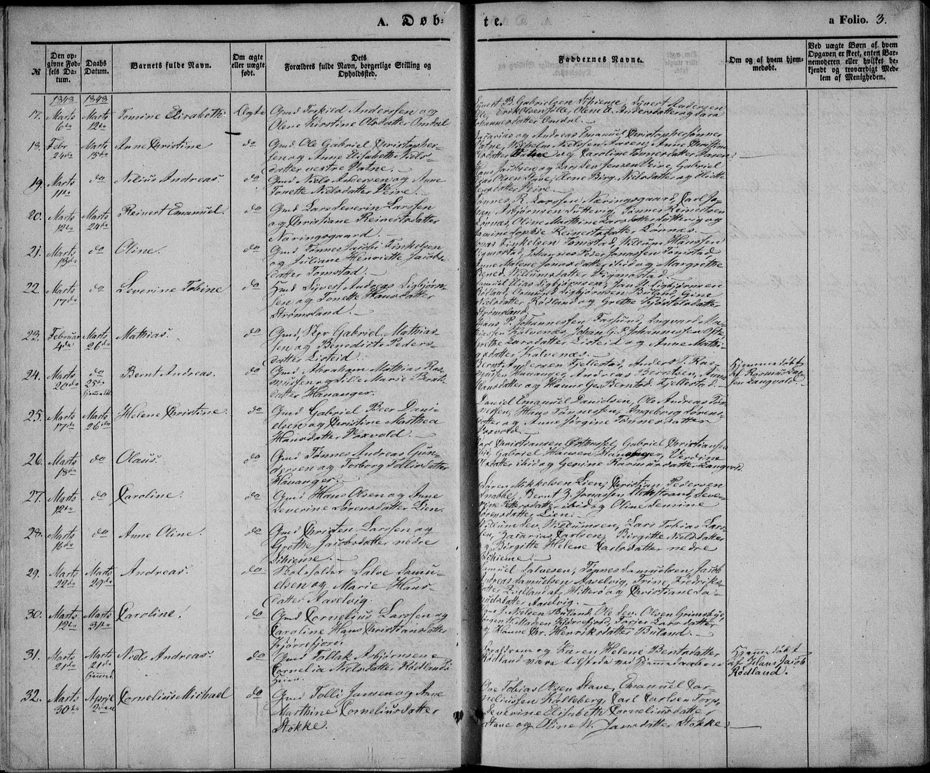 Lista sokneprestkontor, AV/SAK-1111-0027/F/Fb/L0002: Parish register (copy) no. B 2, 1847-1862, p. 3