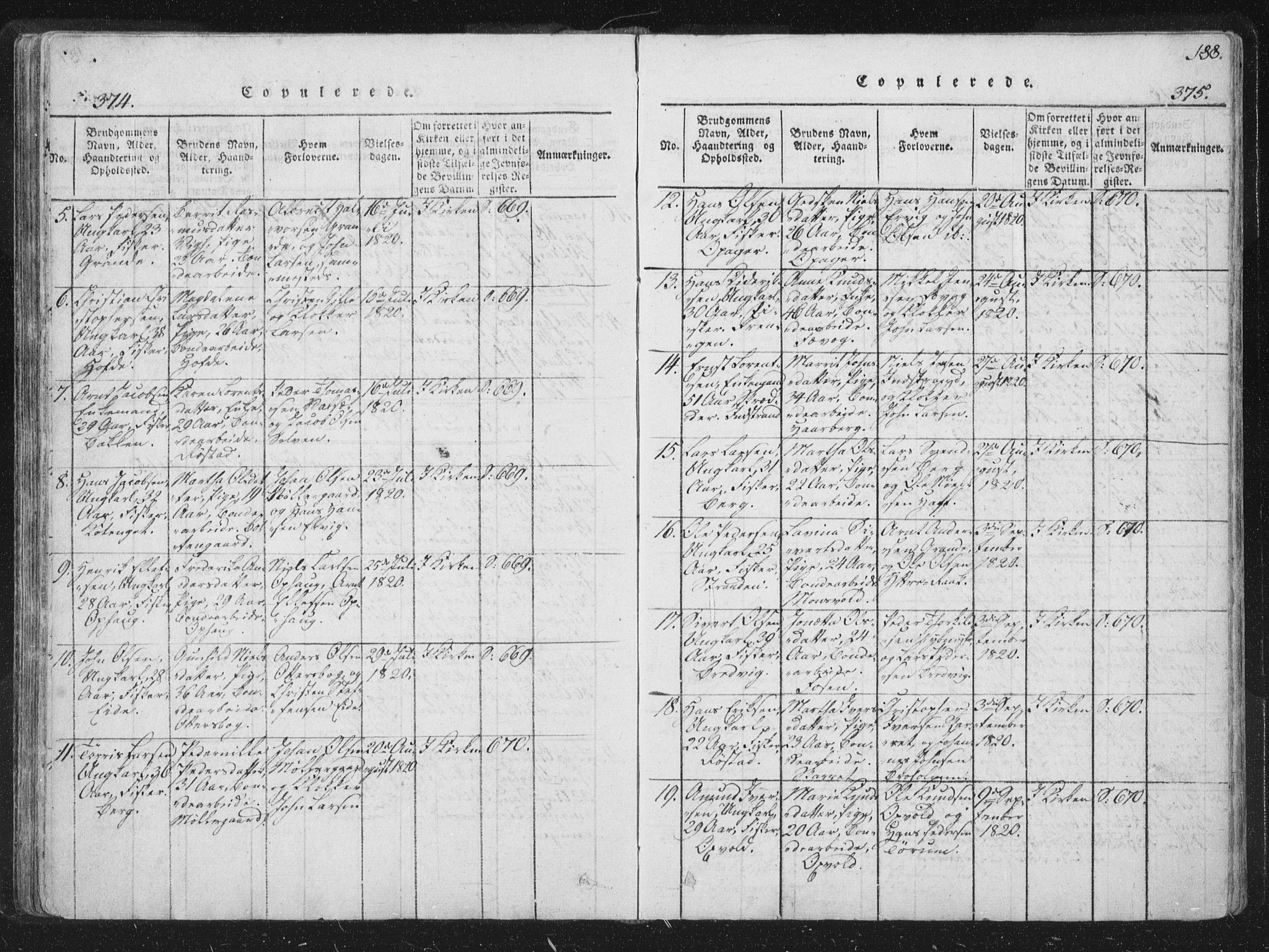 Ministerialprotokoller, klokkerbøker og fødselsregistre - Sør-Trøndelag, SAT/A-1456/659/L0734: Parish register (official) no. 659A04, 1818-1825, p. 374-375