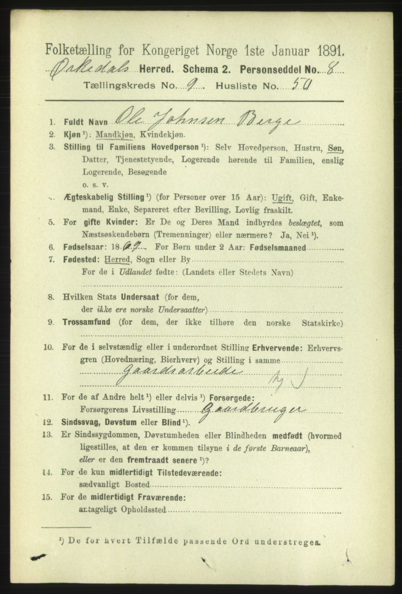 RA, 1891 census for 1638 Orkdal, 1891, p. 4542