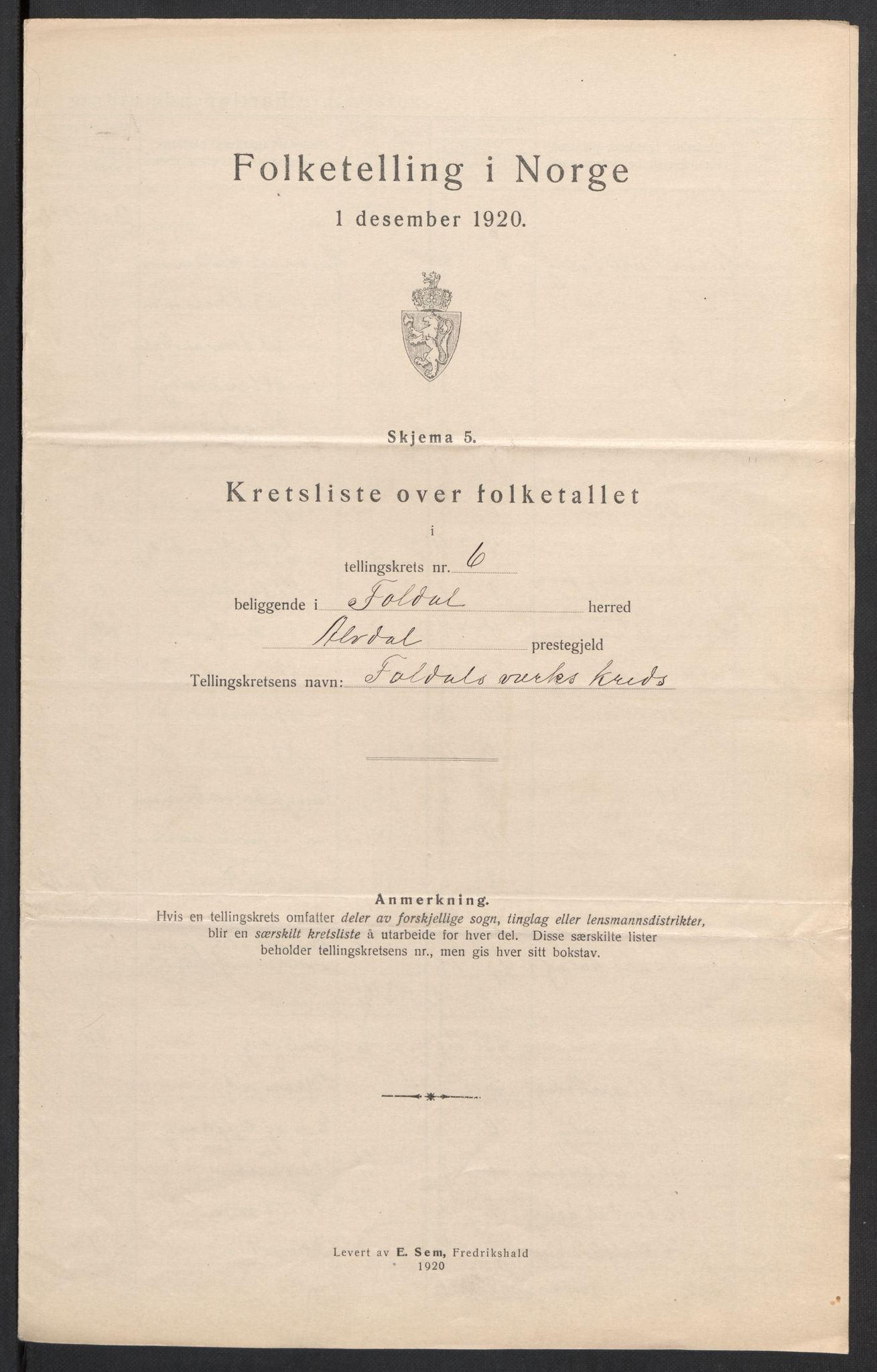 SAH, 1920 census for Folldal, 1920, p. 21
