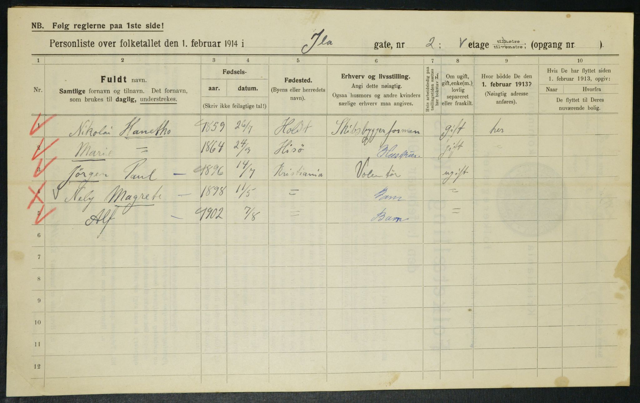 OBA, Municipal Census 1914 for Kristiania, 1914, p. 43189