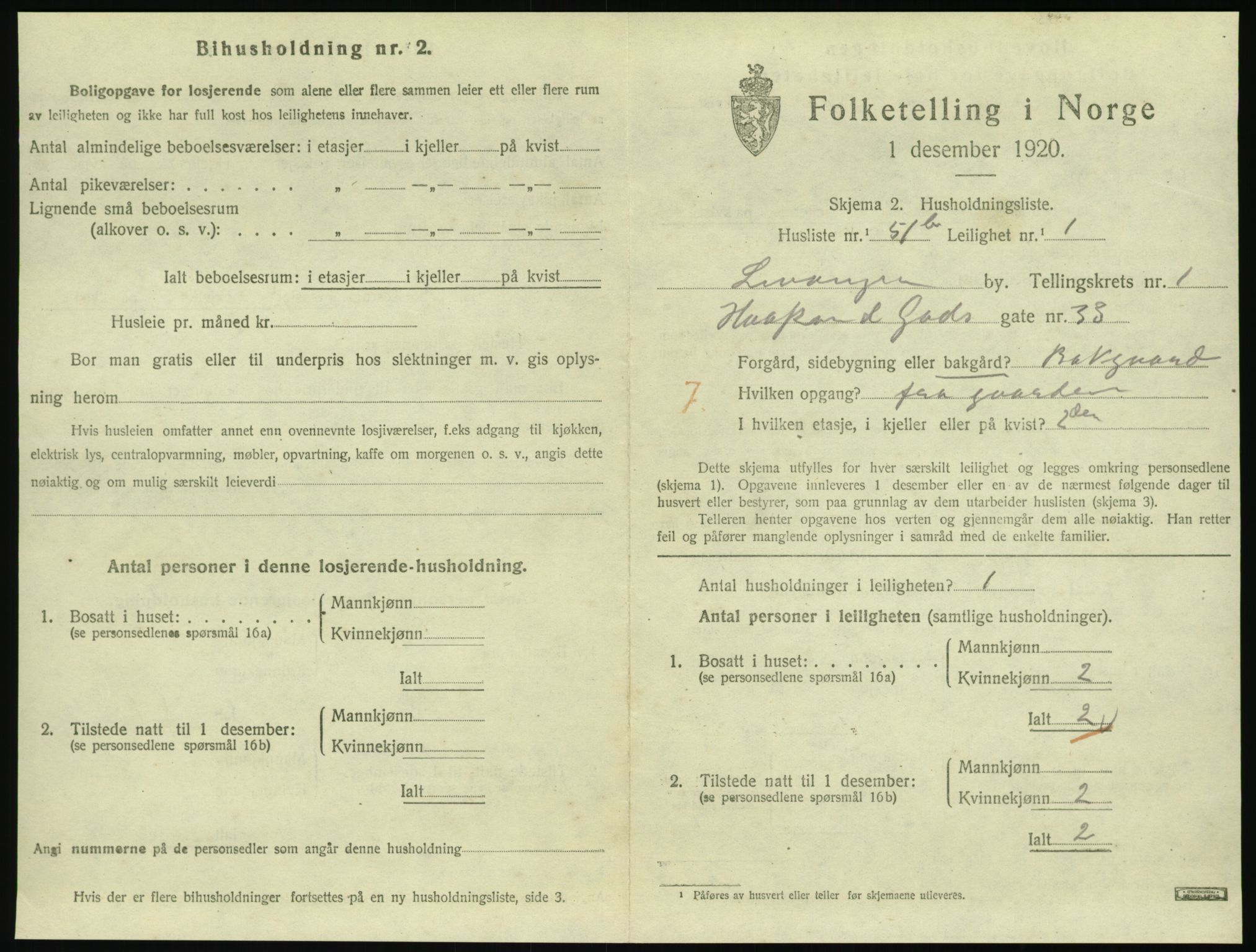 SAT, 1920 census for Levanger town, 1920, p. 678