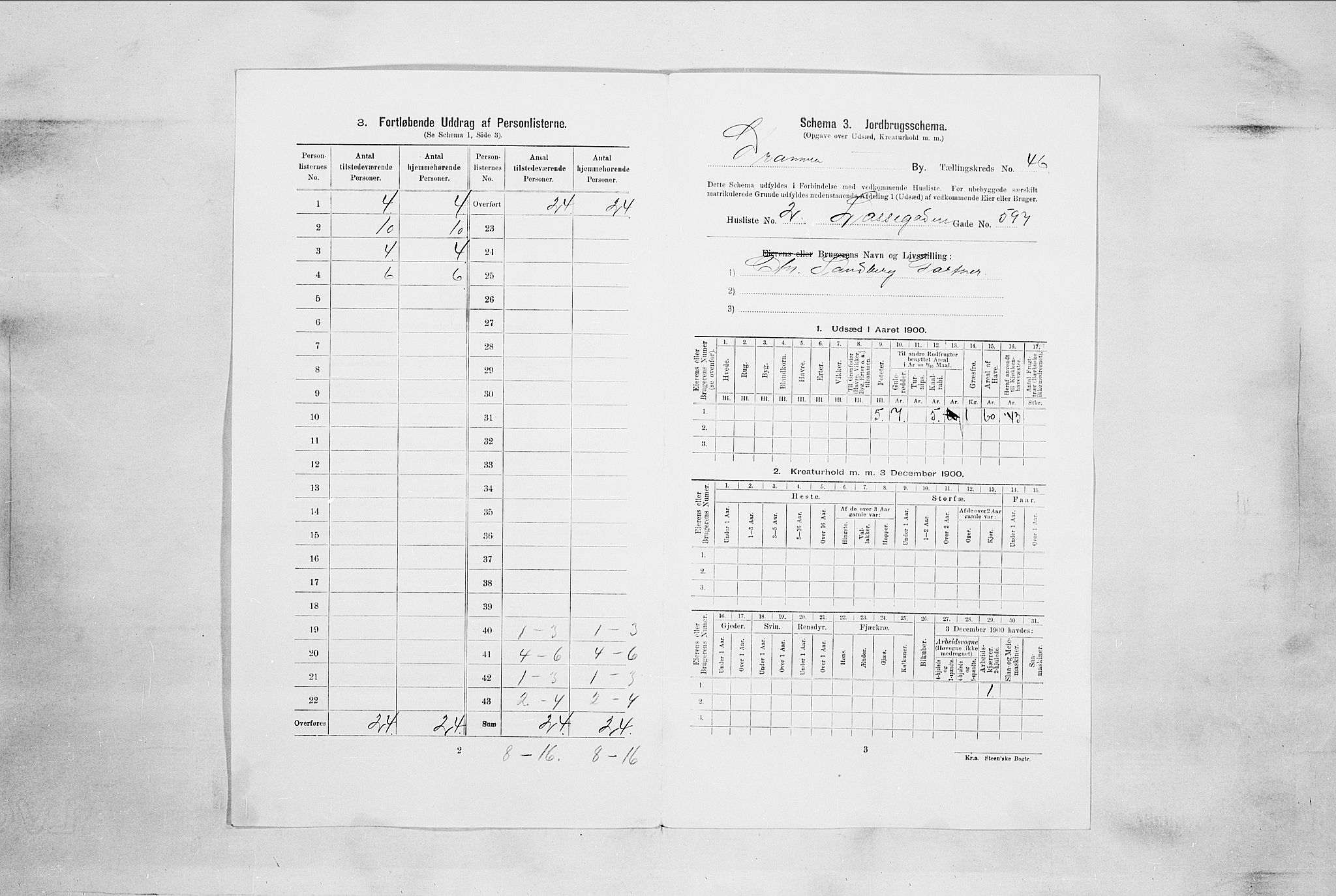 RA, 1900 census for Drammen, 1900, p. 7832