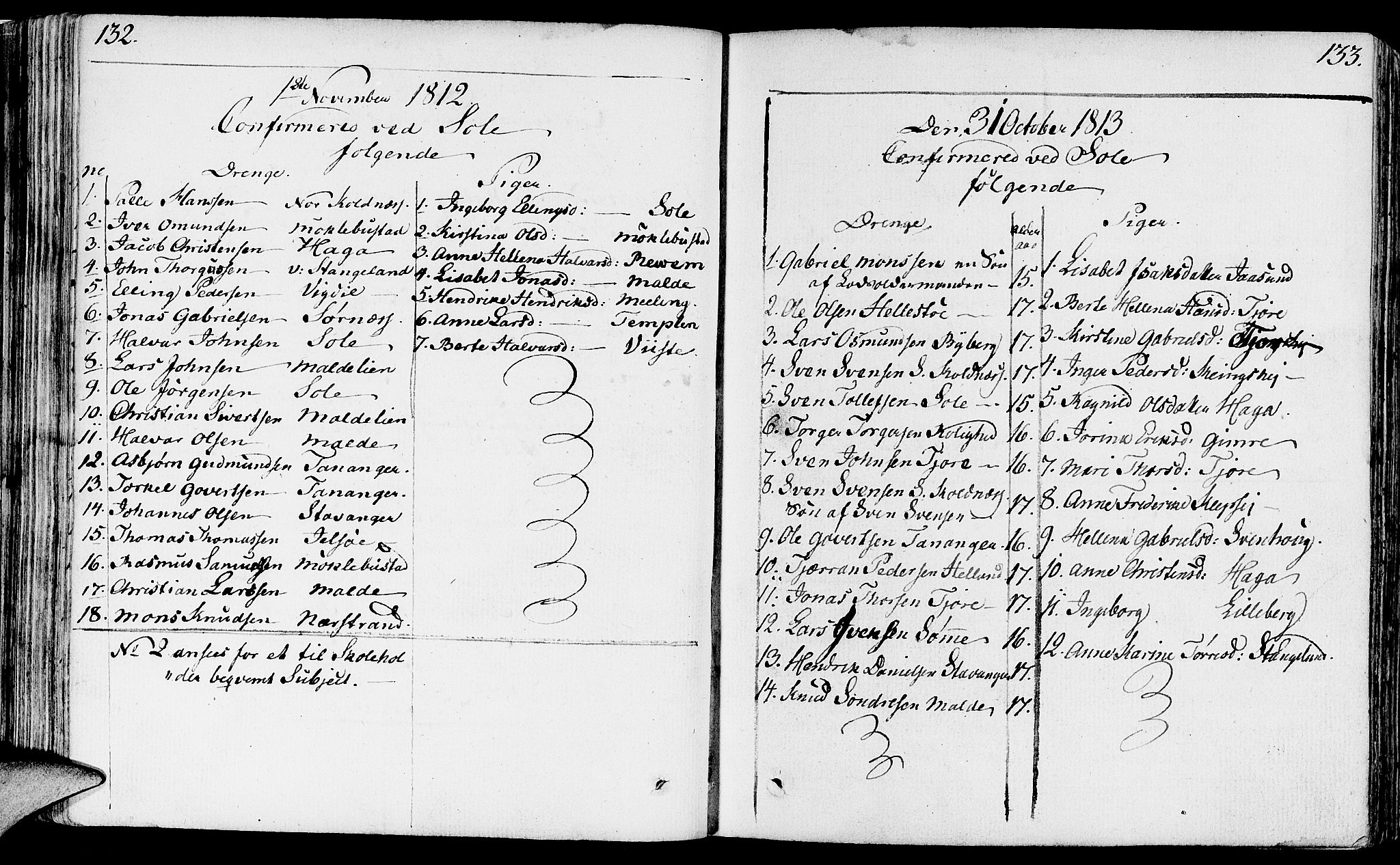 Håland sokneprestkontor, SAST/A-101802/001/30BA/L0003: Parish register (official) no. A 3, 1794-1815, p. 132-133