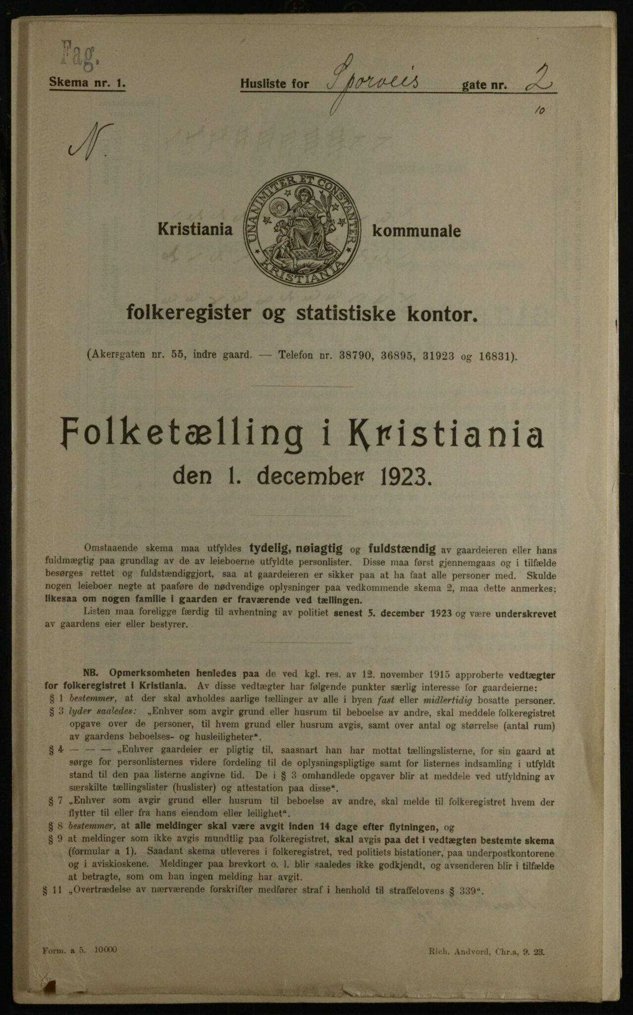 OBA, Municipal Census 1923 for Kristiania, 1923, p. 110892