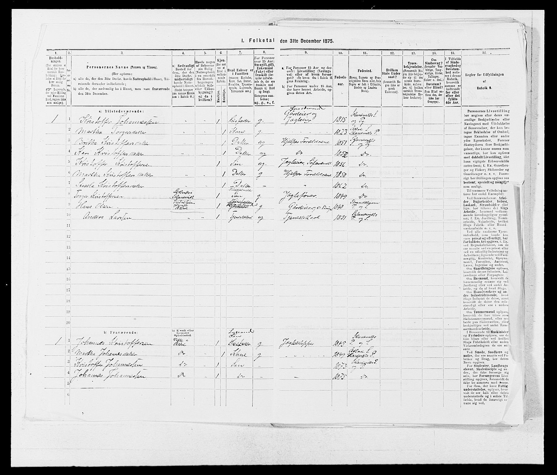 SAB, 1875 census for 1212P Skånevik, 1875, p. 871