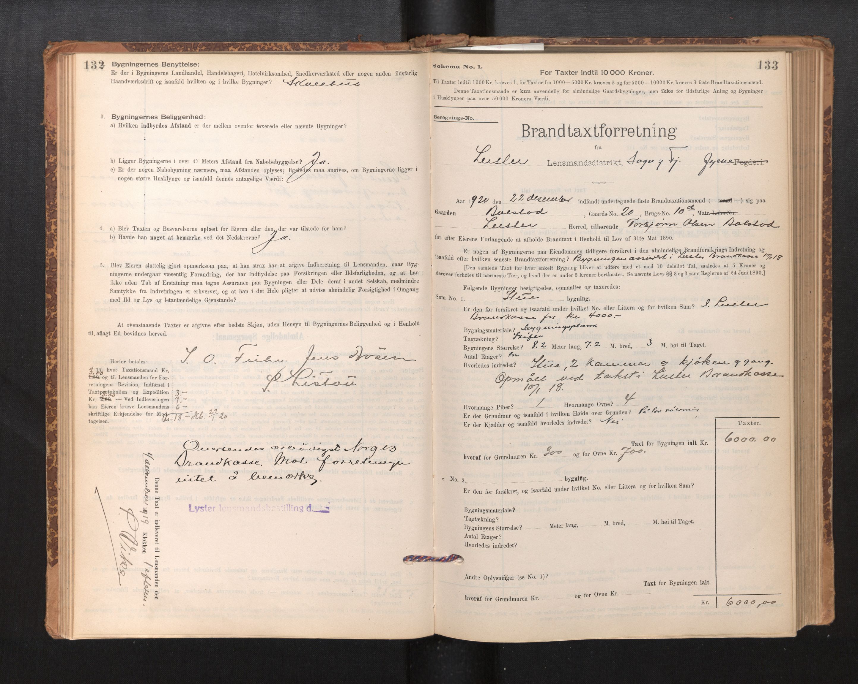 Lensmannen i Luster, SAB/A-29301/0012/L0007: Branntakstprotokoll, skjematakst, 1895-1935, p. 132-133