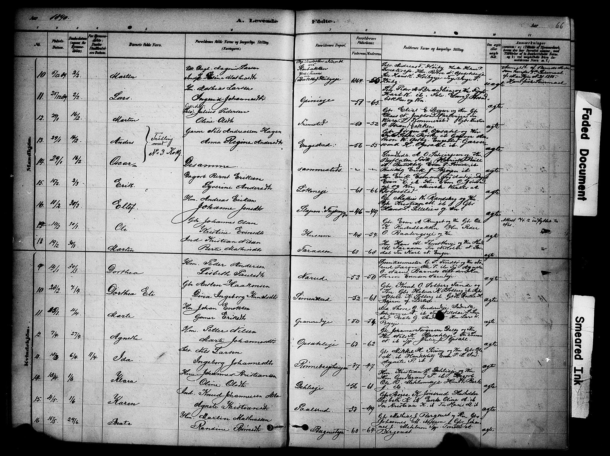 Ringsaker prestekontor, AV/SAH-PREST-014/K/Ka/L0014: Parish register (official) no. 14, 1879-1890, p. 66