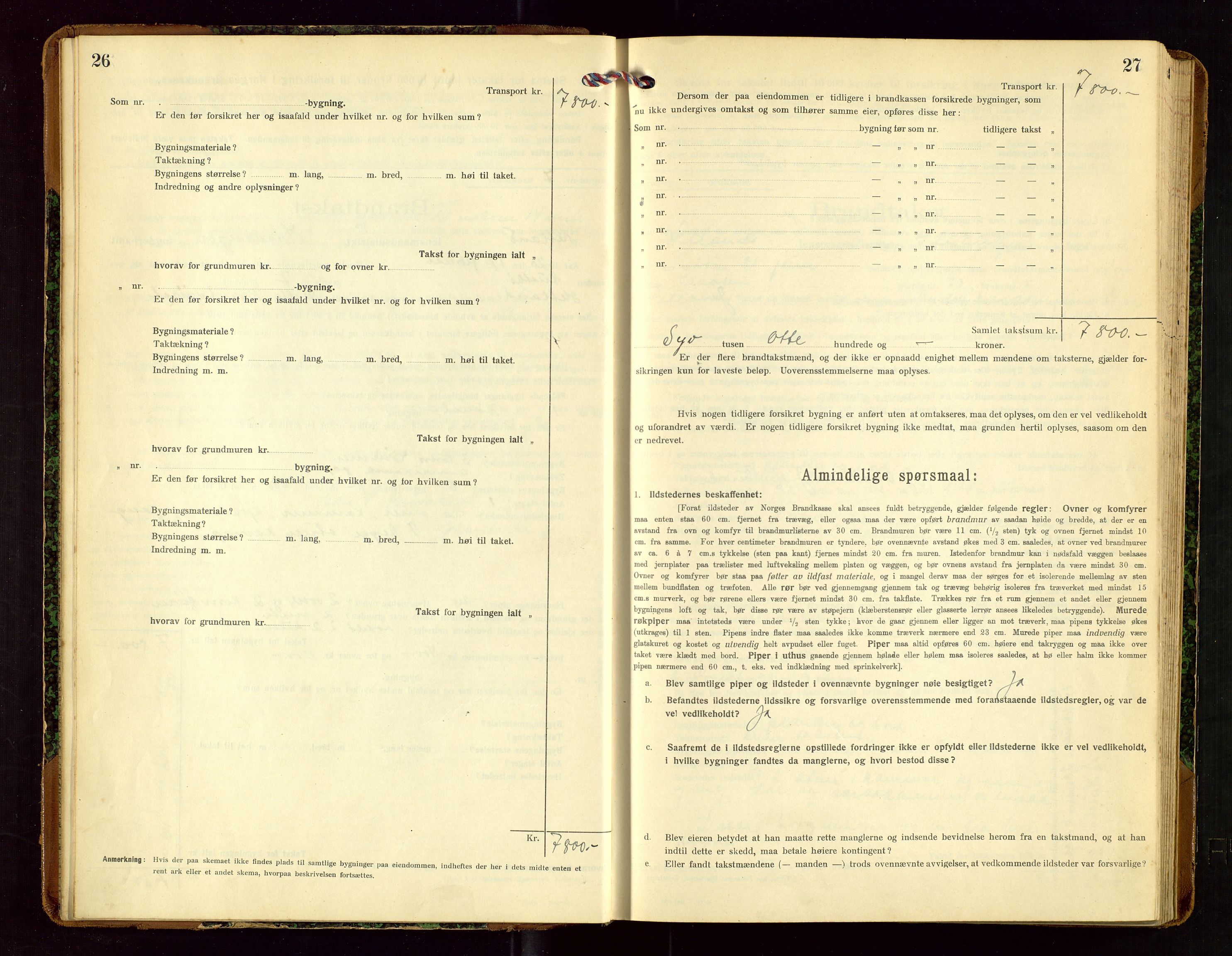 Hetland lensmannskontor, SAST/A-100101/Gob/L0002: "Brandtakstprotokol", 1918-1932, p. 26-27