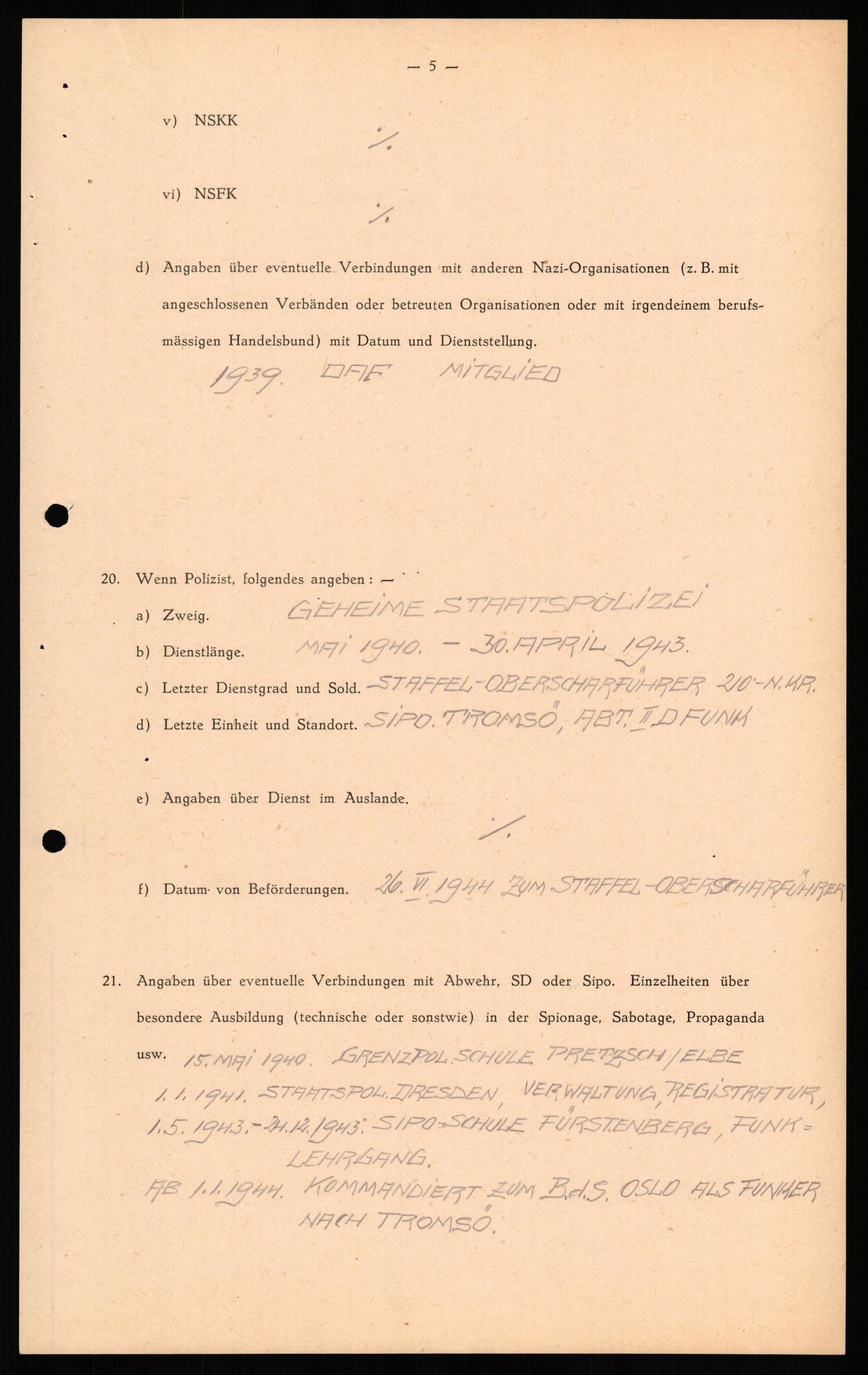 Forsvaret, Forsvarets overkommando II, RA/RAFA-3915/D/Db/L0041: CI Questionaires.  Diverse nasjonaliteter., 1945-1946, p. 258