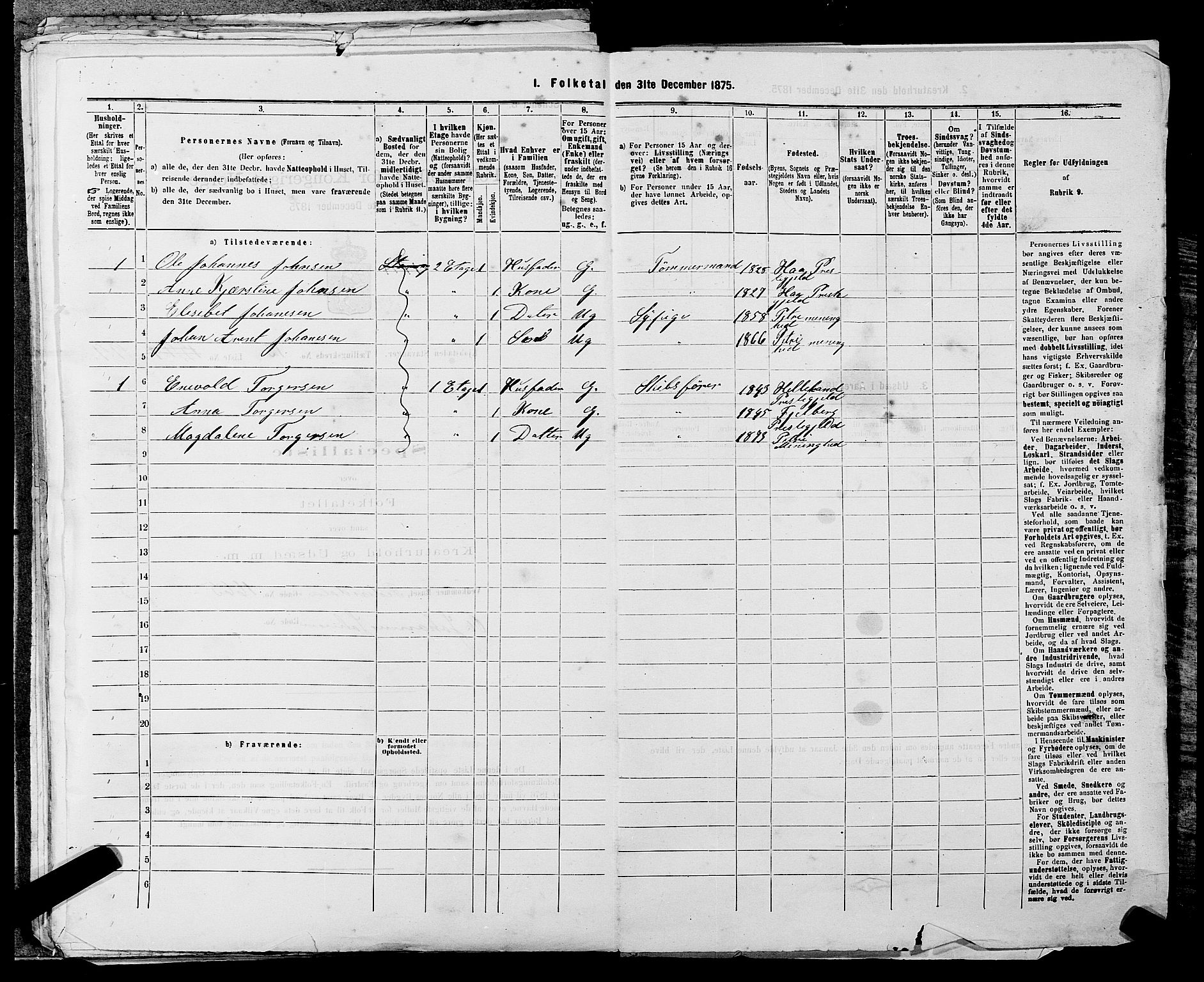 SAST, 1875 census for 1103 Stavanger, 1875, p. 2723