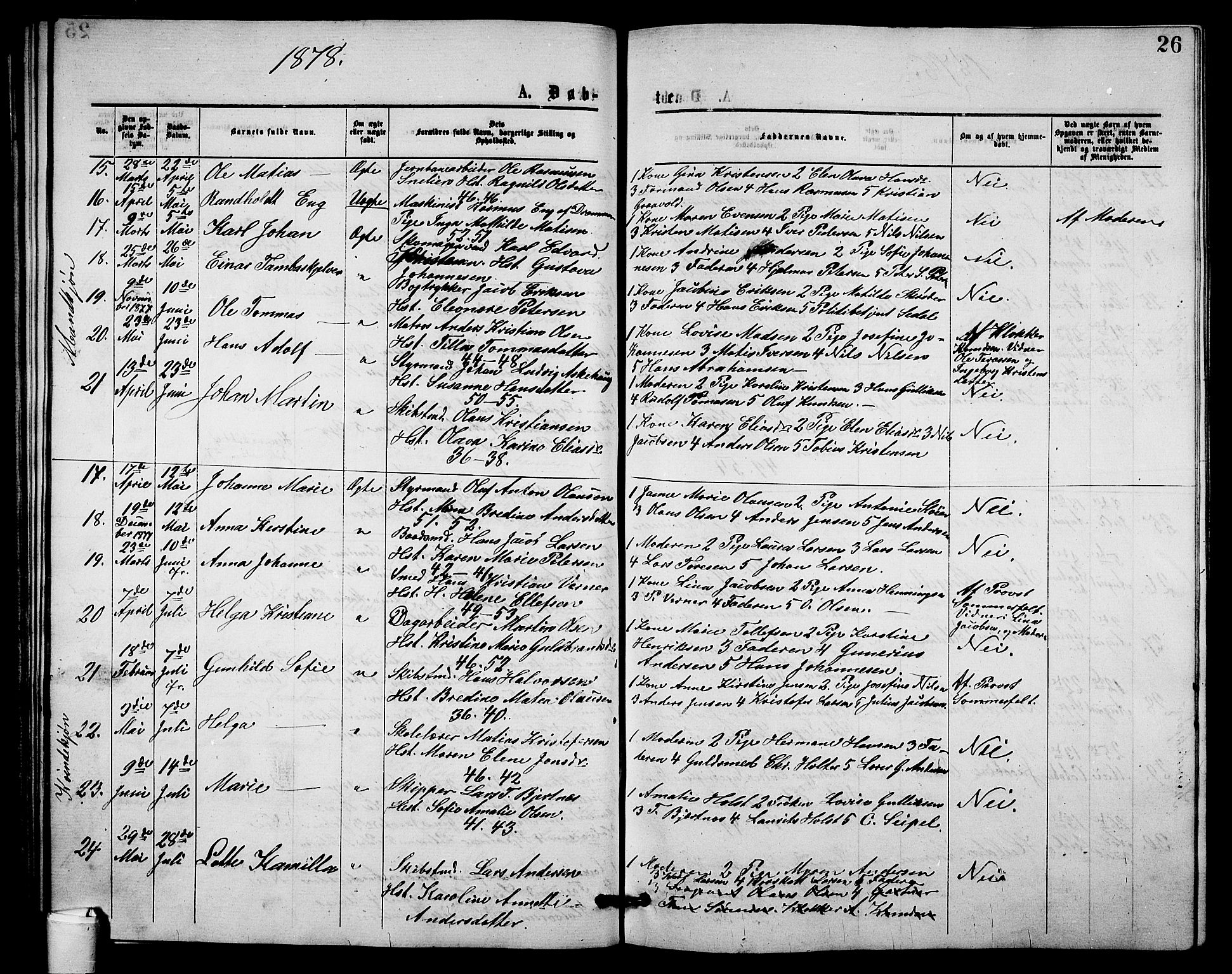 Holmestrand kirkebøker, AV/SAKO-A-346/G/Ga/L0004: Parish register (copy) no. 4, 1874-1888, p. 26